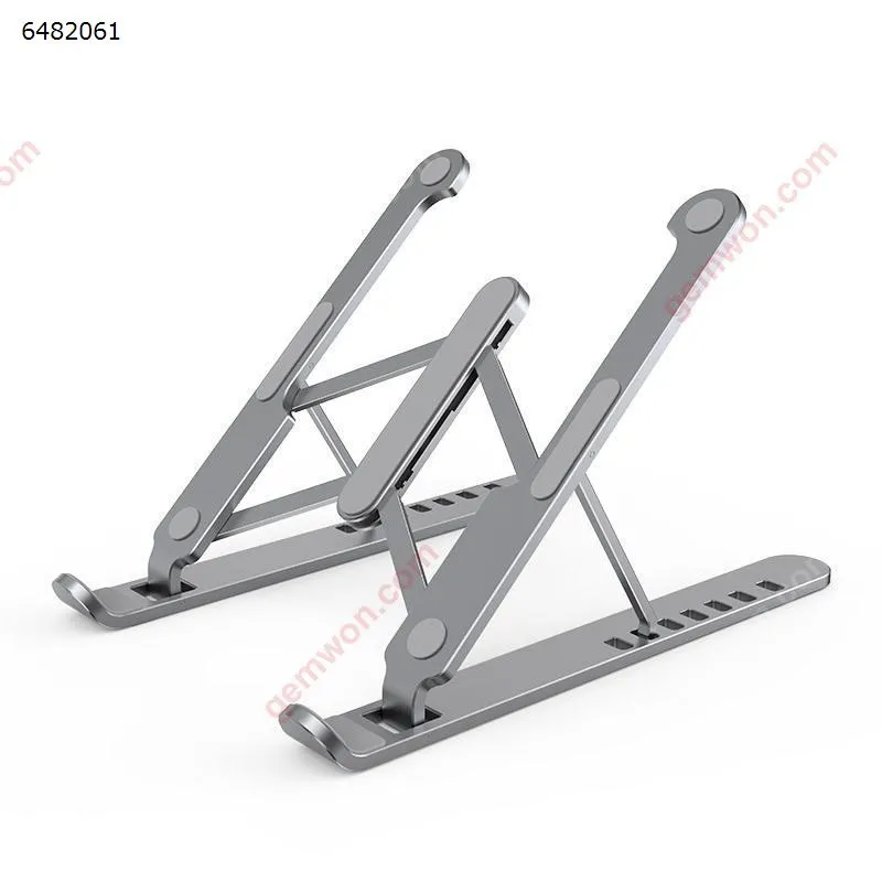 Picture of Laptop Stand Aluminum Alloy Cooling Portable Tablet Laptop Stand Folding Lift Gray