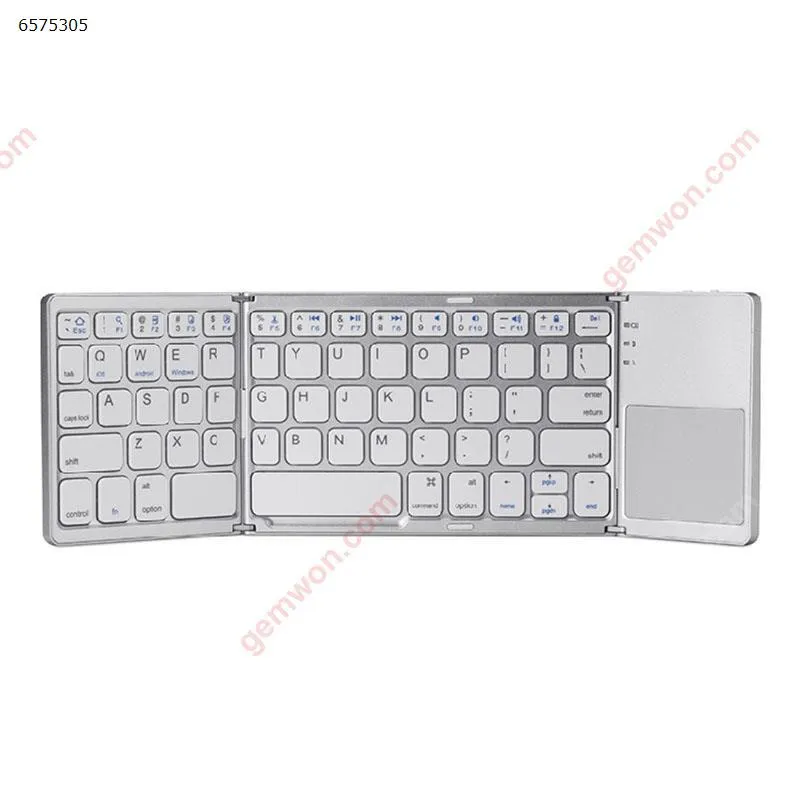 Picture of Bluetooth Keyboard Three Folding Touch Keyboard Three System Universal Ultra-thin Mini Folding Wireless Keyboard White