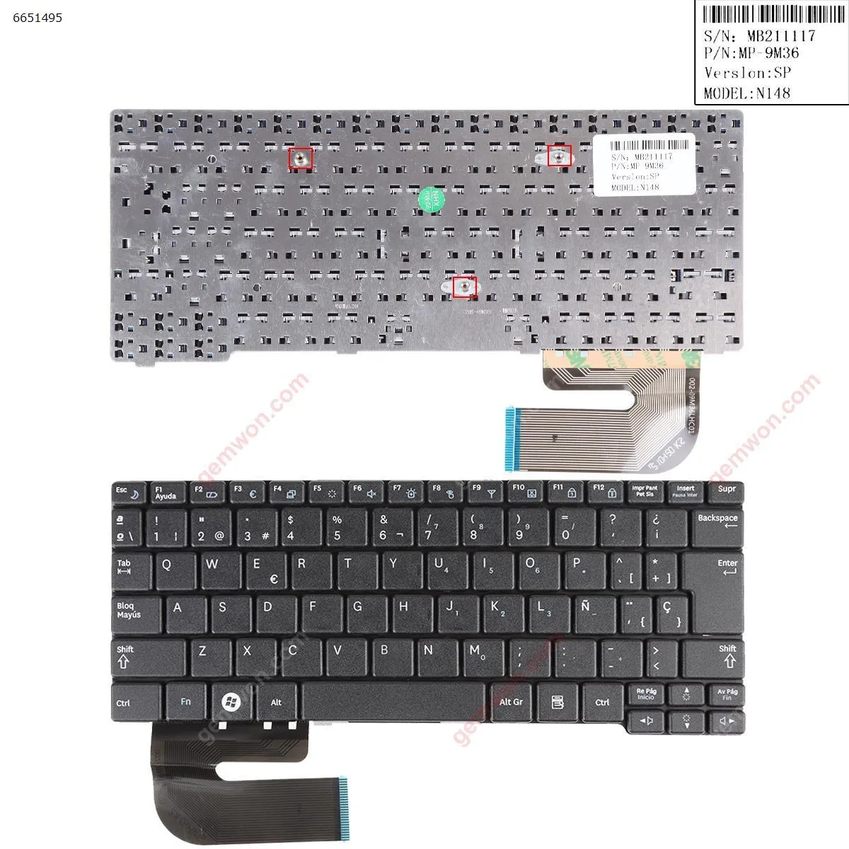 Picture of SAMSUNG N148 N150 N158 NB20 NB30 BLACK (OEM)