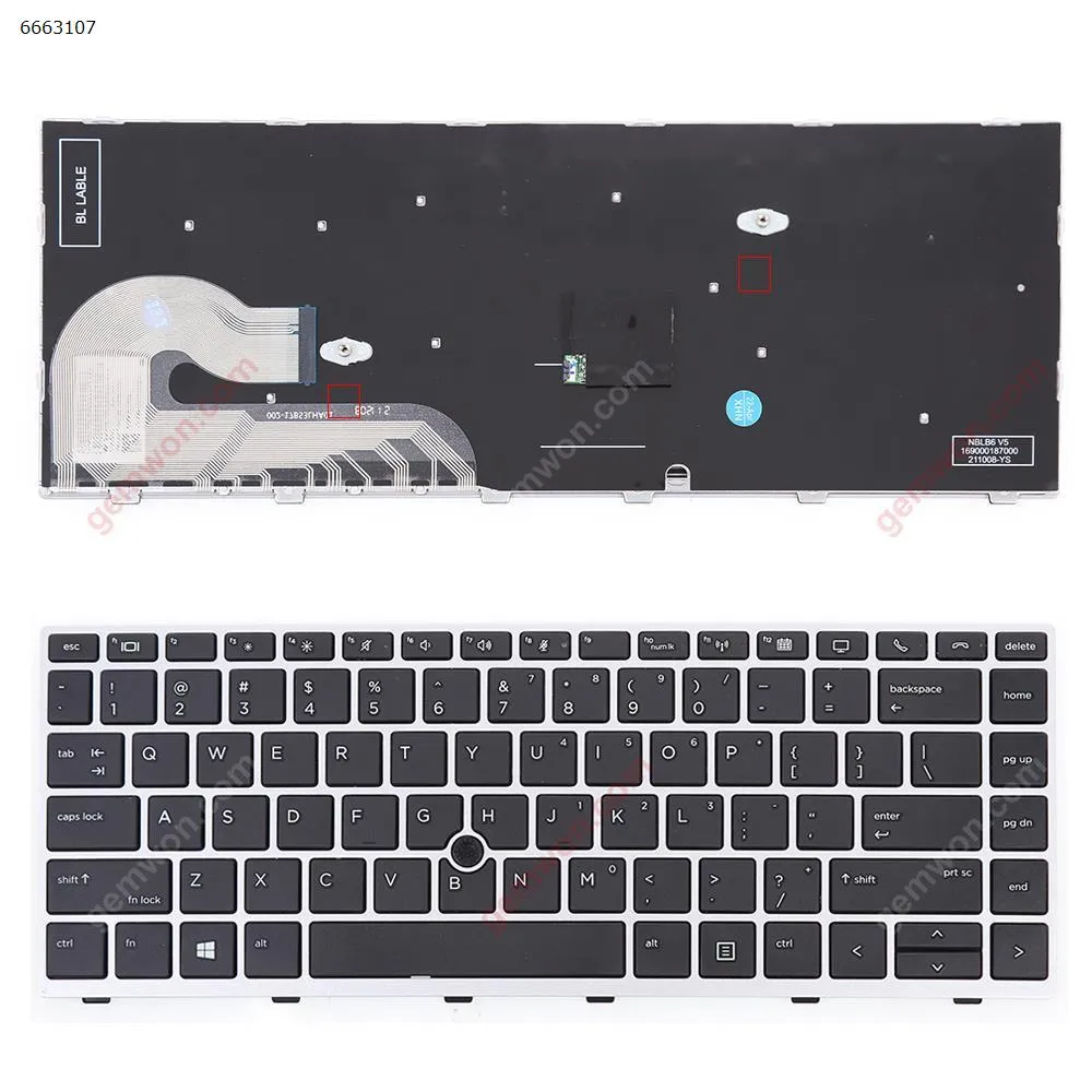 Picture of HP EliteBook 840 G5 846 G5 840 G6 SILVER FRAME BLACK （With Point Stick,Win8）