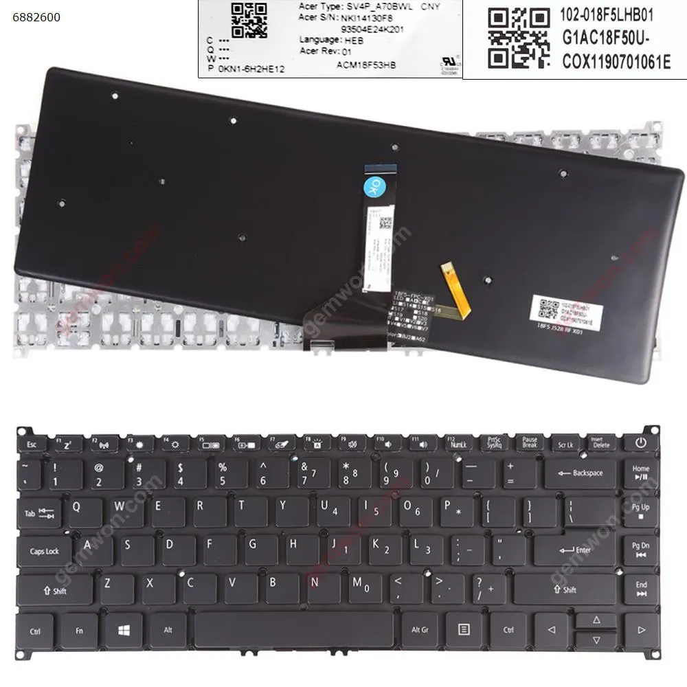 Picture of Acer N17W3 SF514-52 SF514-51 SF515-51 BLACK （Backlit Win8）