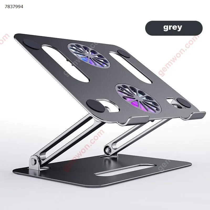 Picture of Folding Double Layer Storage Aluminum Alloy Cooling Laptop Stand Tablet Computer Stand Gray + Data Cable