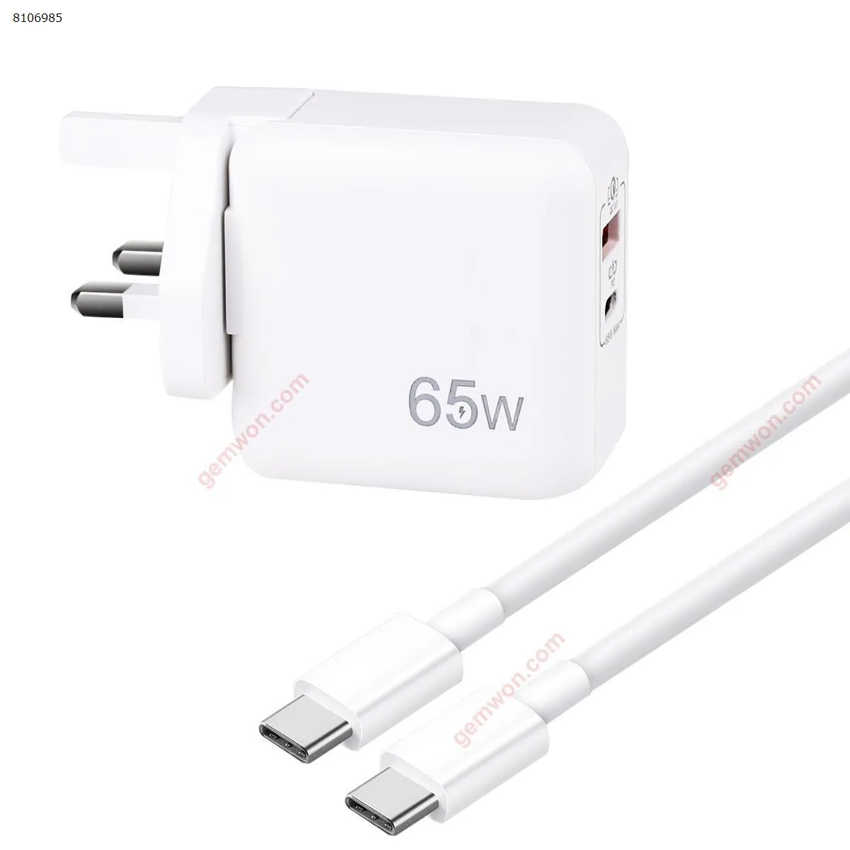 Picture of Type C fast charger 65W GaN charger 1C1A, US Plug & UK Converter Adapter, PD fast charger Compatible with Samsung & Type C Mobile Phone, Tablets, Laptops 