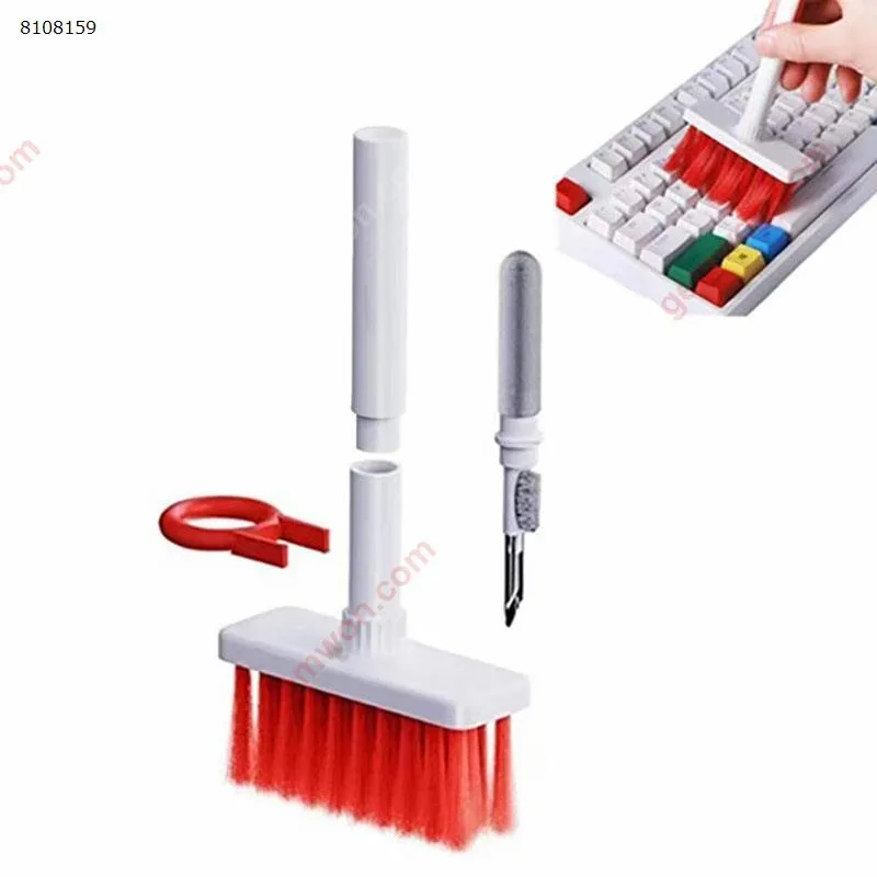 Picture of Multifunctional headphone cleaning pen, keyboard cleaning and dust removal tool, headphone computer keyboard cleaning kit, white and red