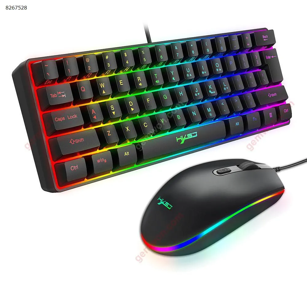 Picture of 61-key gaming membrane keyboard RGB lighting mini keyboard Various shortcut key combinations Keyboard + Mouse Set