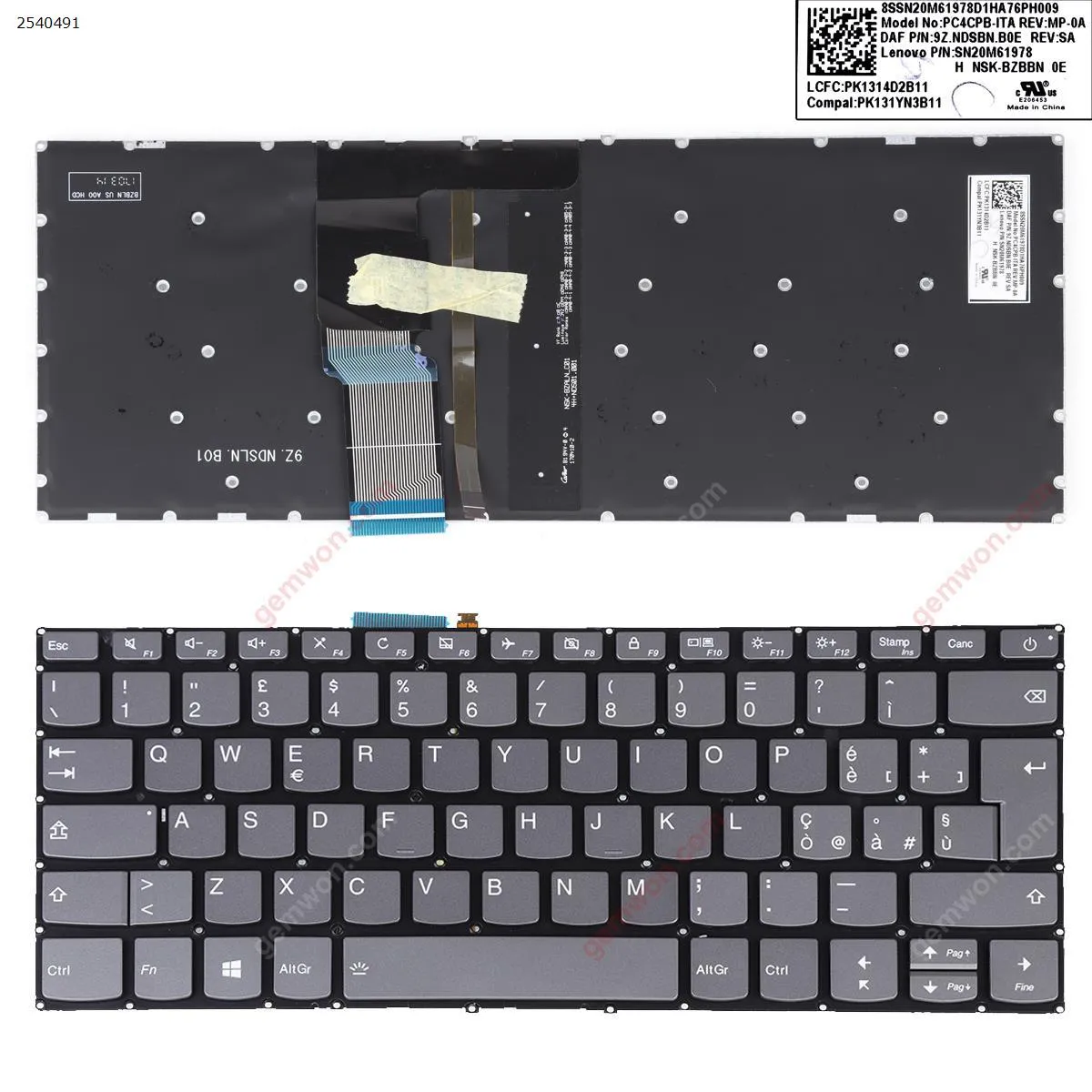 Picture of LENOVO IdeaPad 320-14ISK 320S-14IKB 320S-14IKBR GRAY (backlit Without FRAME,WIN8) 