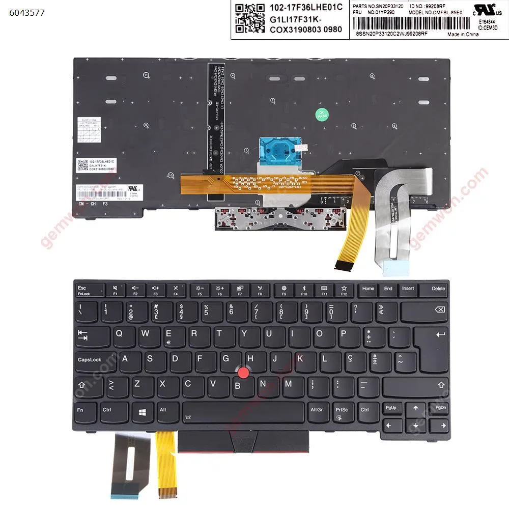Picture of IBM Lenovo E480 L480 T480S  Black (Backlit,With Point stick,Win8 )OEM