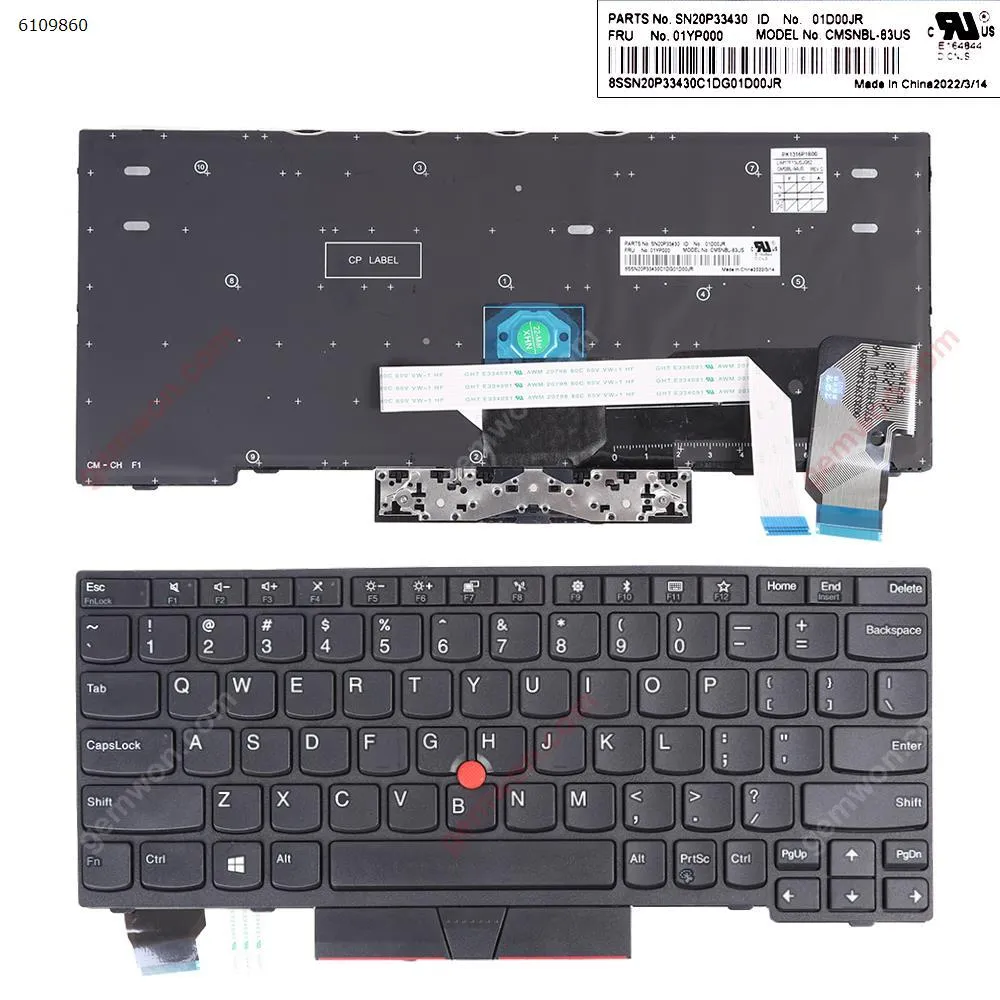 Picture of Lenovo ThinkPad X280  A285 X395 X390 BLACK FRAME BLACK(With Point stick,Win8 ) OEM