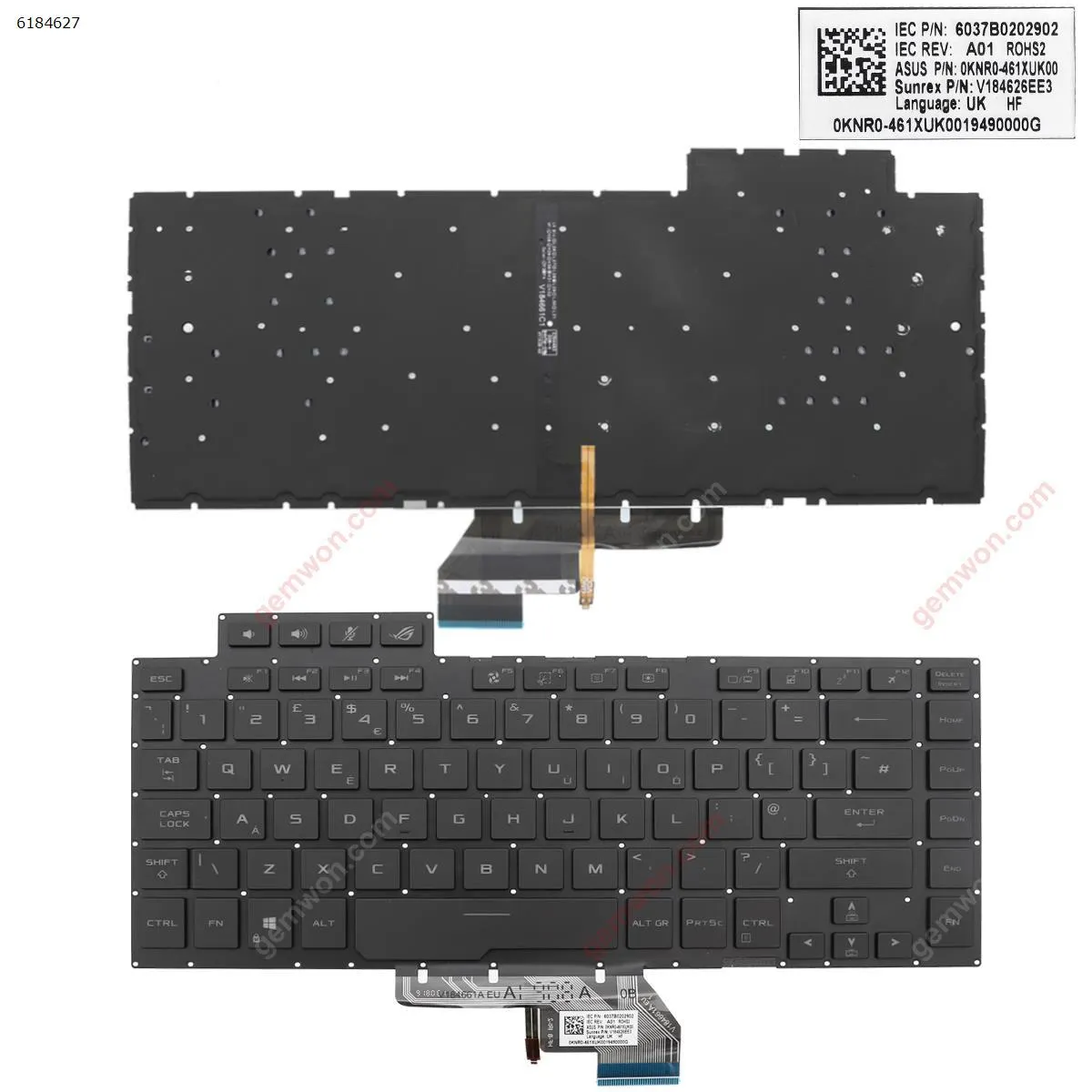Picture of Asus ROG GX502 GX502GW GX502GV GX502LWS GX502LXS BLACK (Backlit win8)