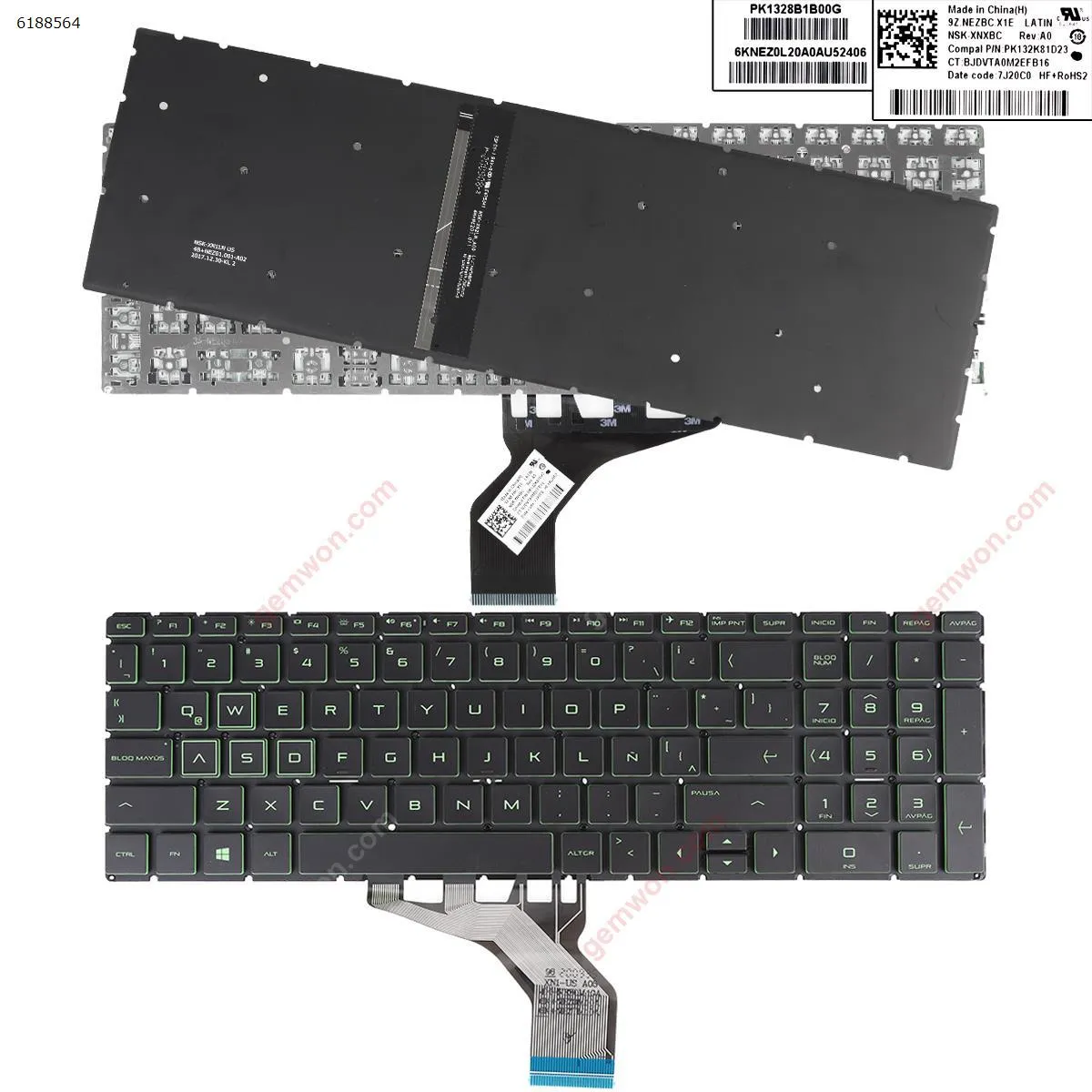 Picture of HP 15-cx0015na 15-cx0016na 15-cx0017na BLACK（Backlit green character Win8）