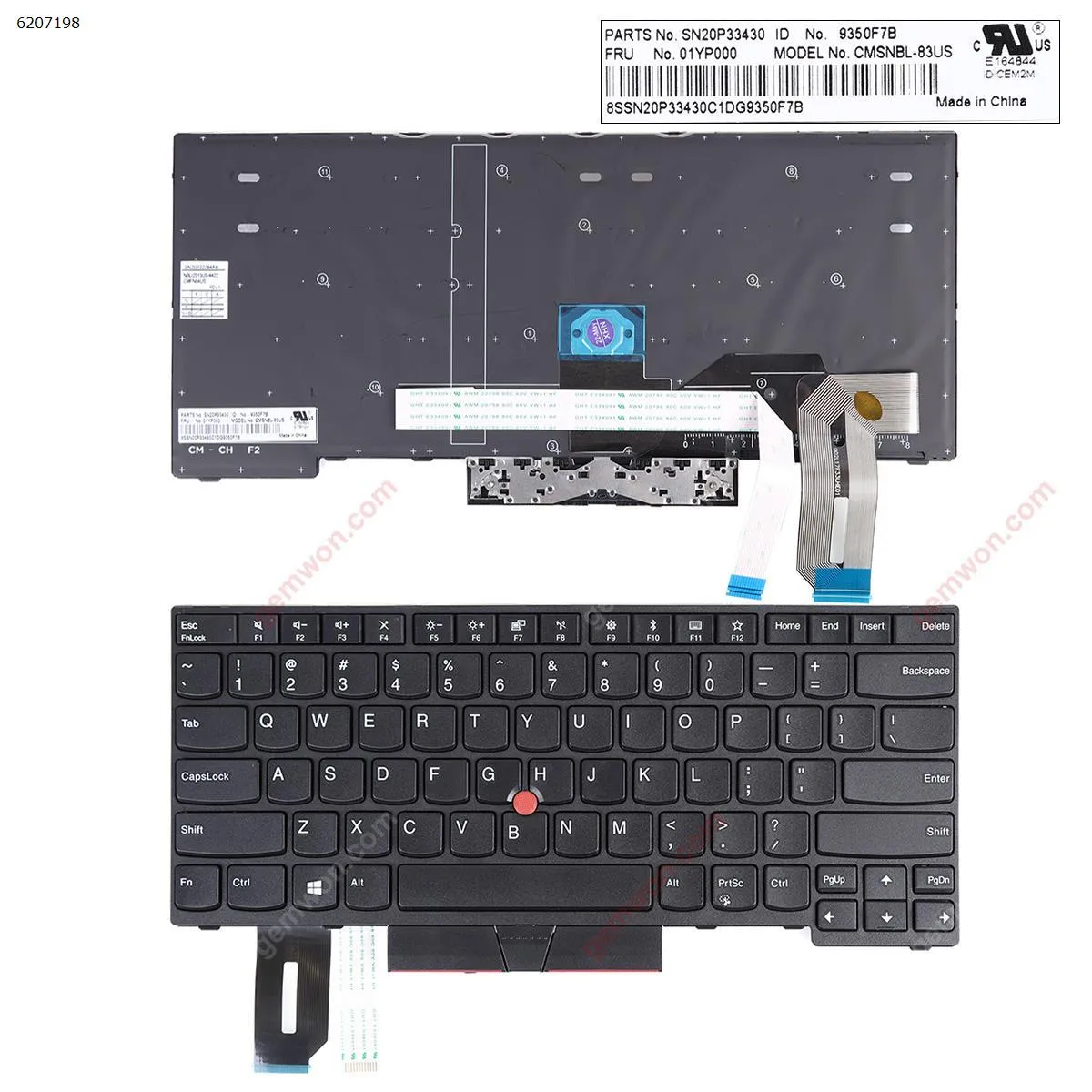 Picture of Laptop US keyboard for IBM Lenovo E480 L480 T480S  Black(With Point stick,Win8 ) OEM