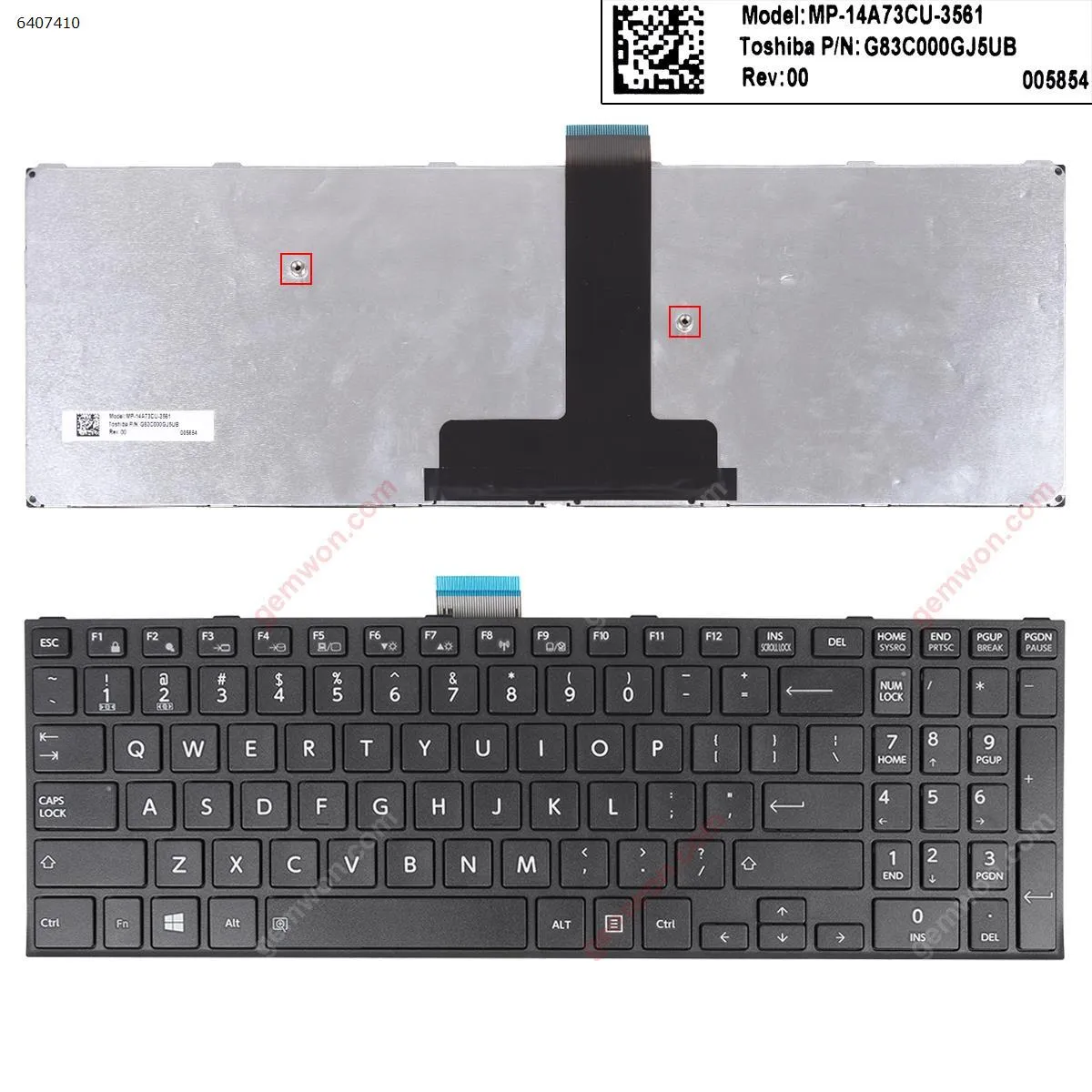 Picture of Toshiba Satellite Pro R50-C Tecra A50-C Z50-C A50-C1510 A50-C1520 BLACK FRAME BLACK WIN8