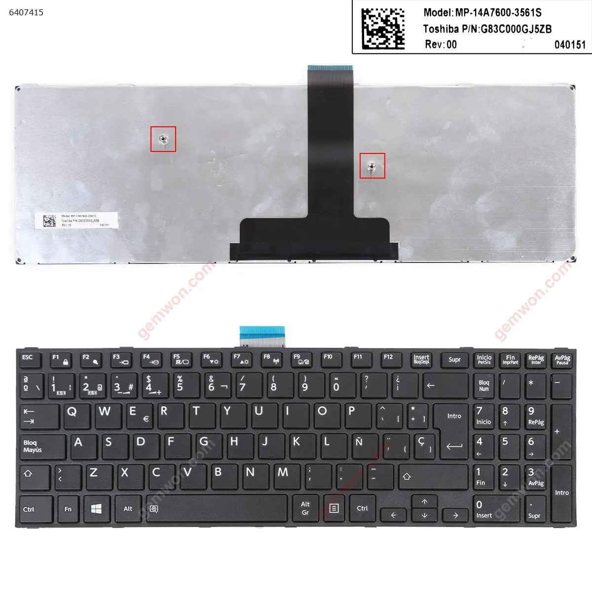 Picture of Toshiba Satellite Pro R50-C Tecra A50-C Z50-C A50-C1510 A50-C1520 BLACK FRAME BLACK WIN8