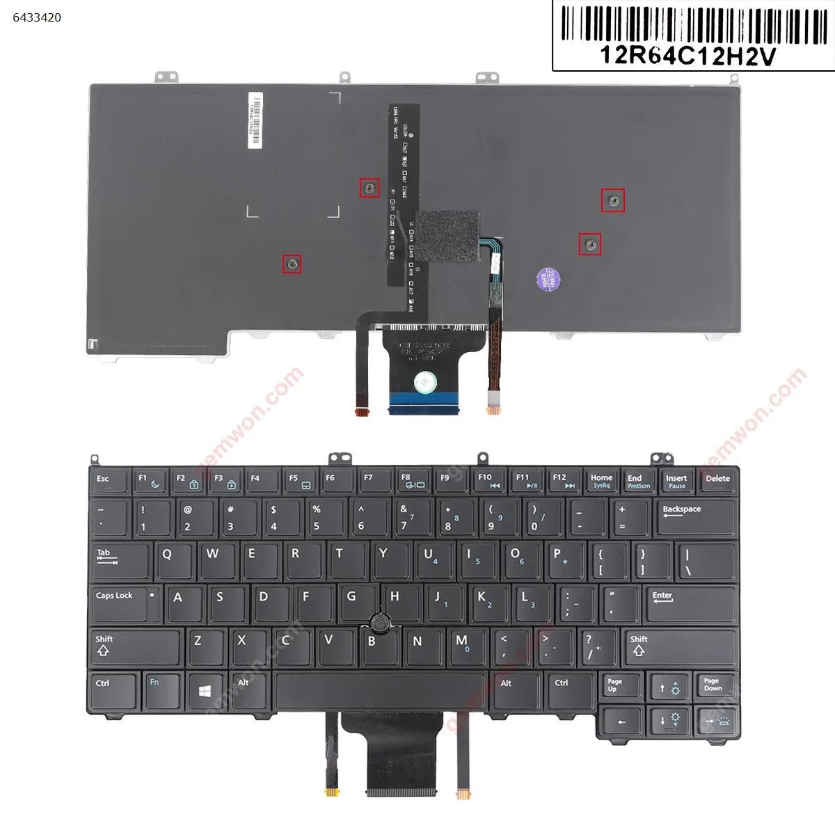 Picture of Laptop US keyboard for DELL Latitude E7440 E7420 E7240 BLACK (With Point stick,Backlit For Win8)