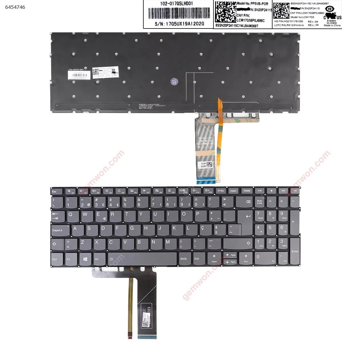 Picture of LENOVO Ideapad S540-15/S340-15/L340-15/S145/E53-80 GRAY（Backlit Win8）