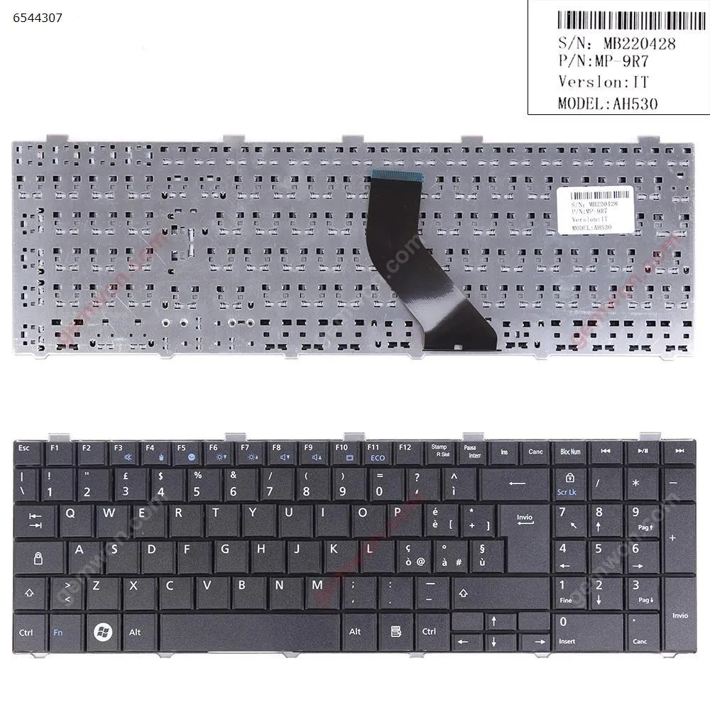 Picture of Laptop Italian Keyboard forFUJITSU Lifebook A530 AH530 AH531 NH751 BLACK (Without foil) 