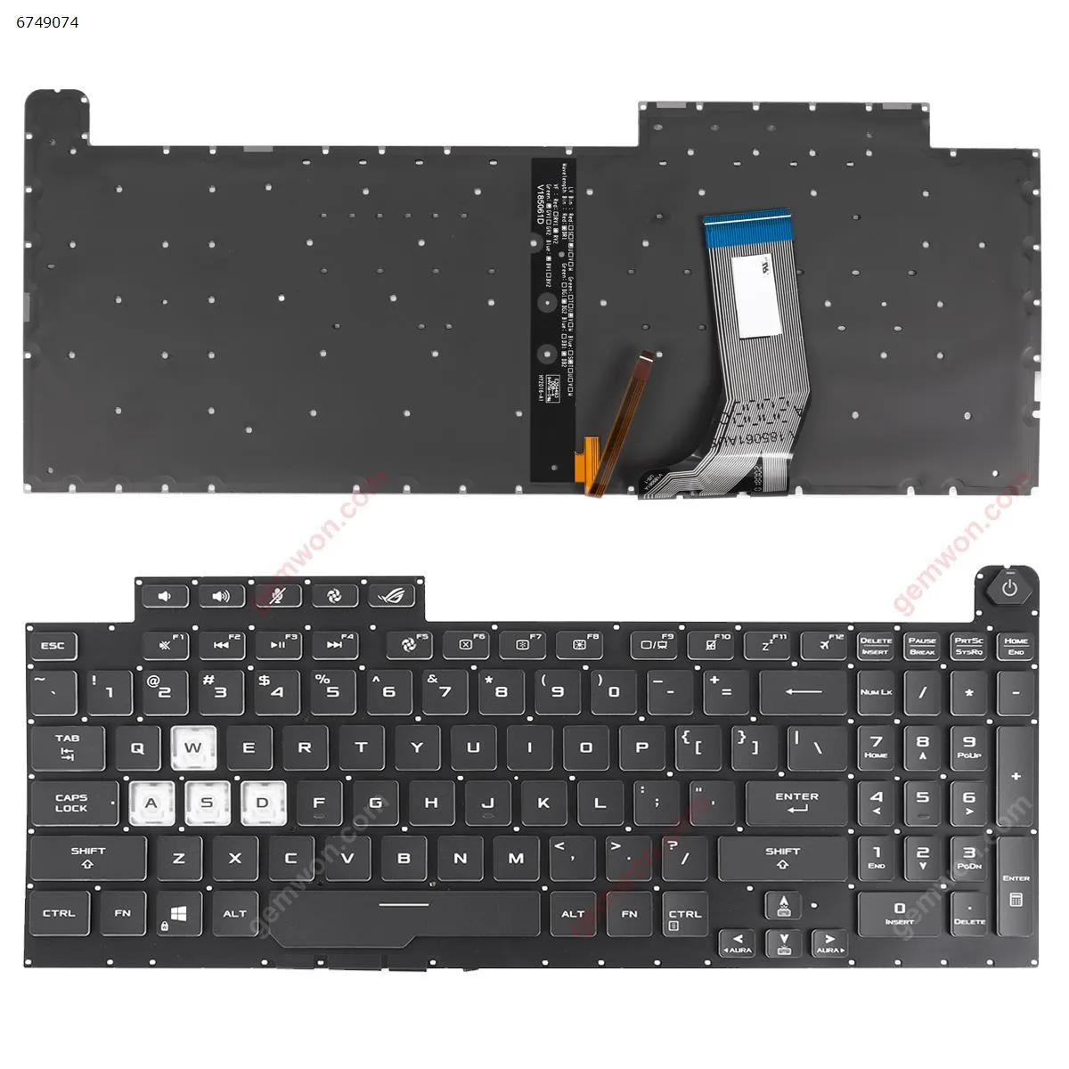 Picture of Asus G731GT G731GU BLACK (  Full Colorful Backlit ,Without FRAME,WIN8) 
