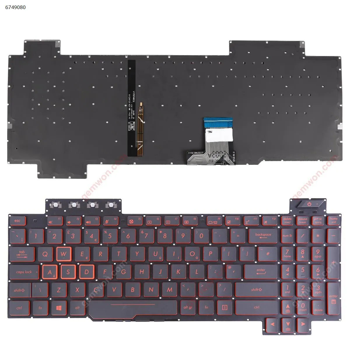 Picture of ASUS FX505/FX504/FX705/FX80 BLACK (Red side,Backlit,WIN8,without FRAME) 