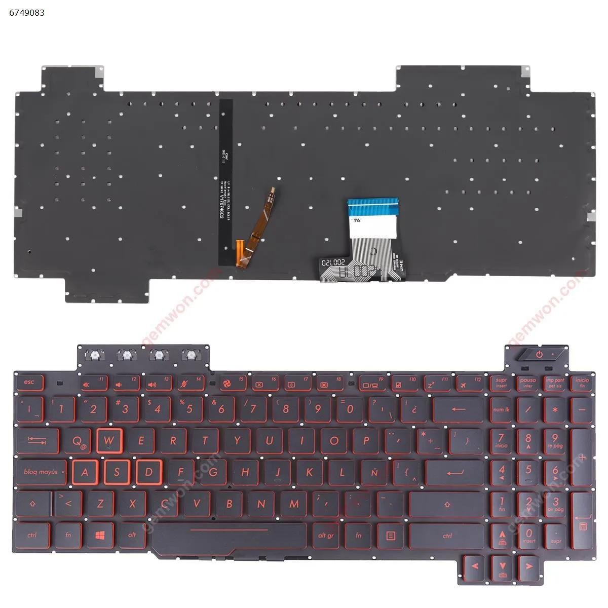 Picture of ASUS FX505/FX504/FX705/FX80 BLACK (Red side,Backlit,WIN8,without FRAME) 