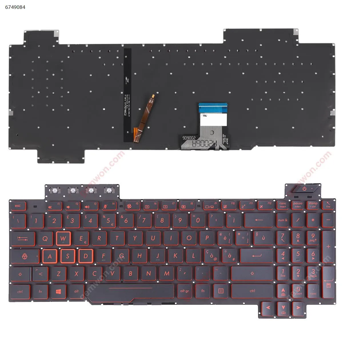Picture of ASUS FX505/FX504/FX705/FX80 BLACK (Red side,Backlit,WIN8,without FRAME) 