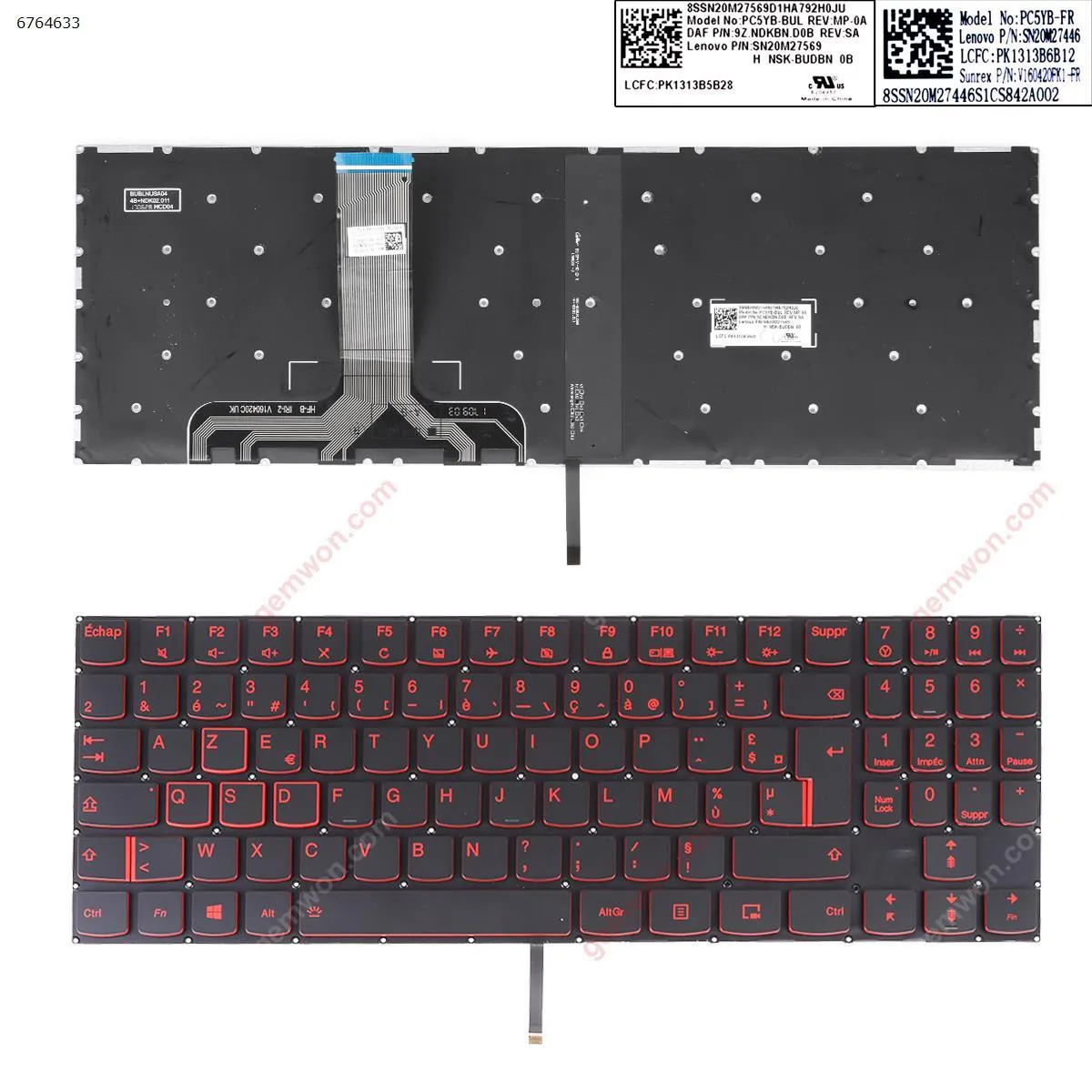 Picture of Lenovo Legion Y520 Y520-15IKB R720 R720-15IKB BLACK(Red Backlit,Red Printing,Win8)