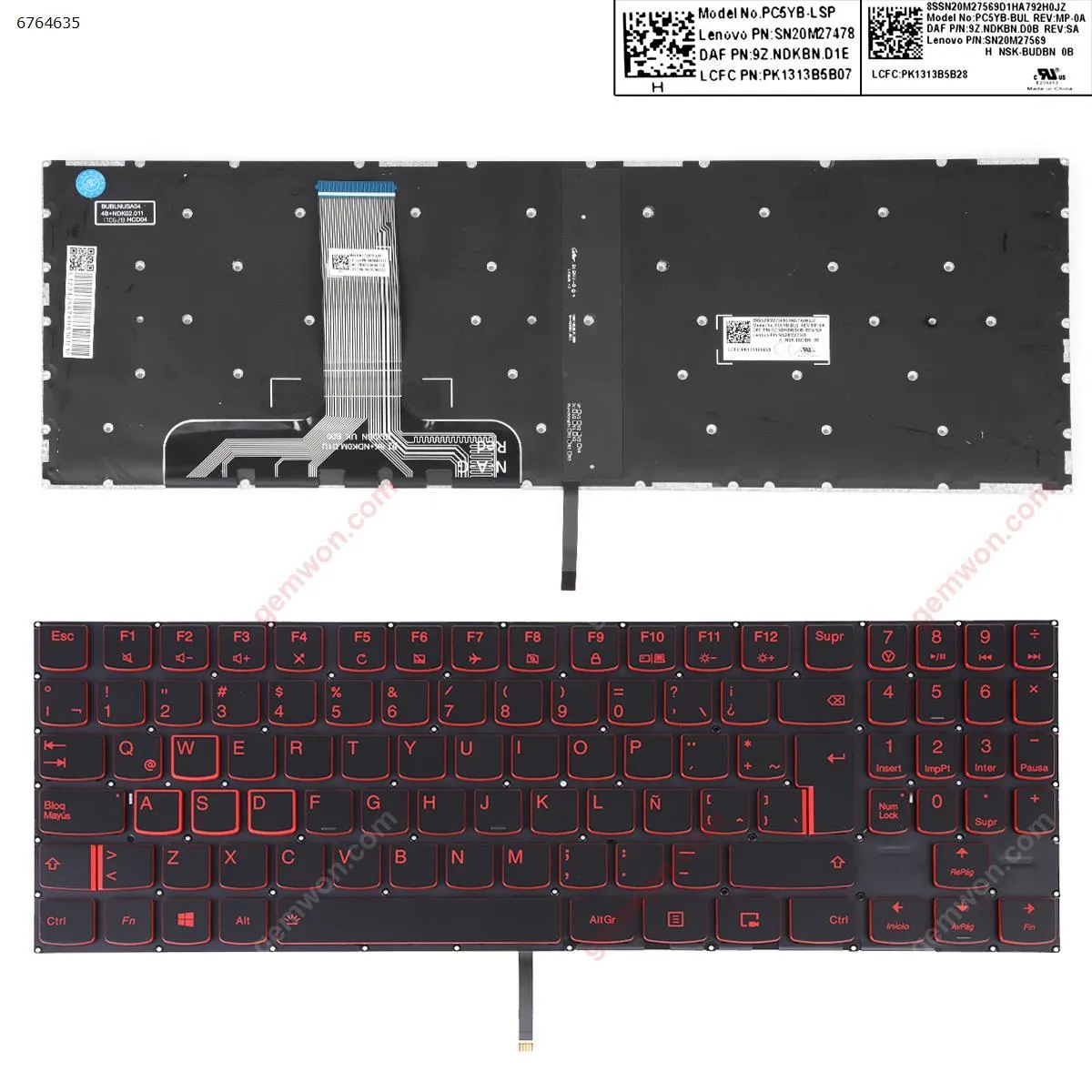 Picture of Lenovo Legion Y520 Y520-15IKB R720 R720-15IKB BLACK(Red Backlit,Red Printing,Win8)