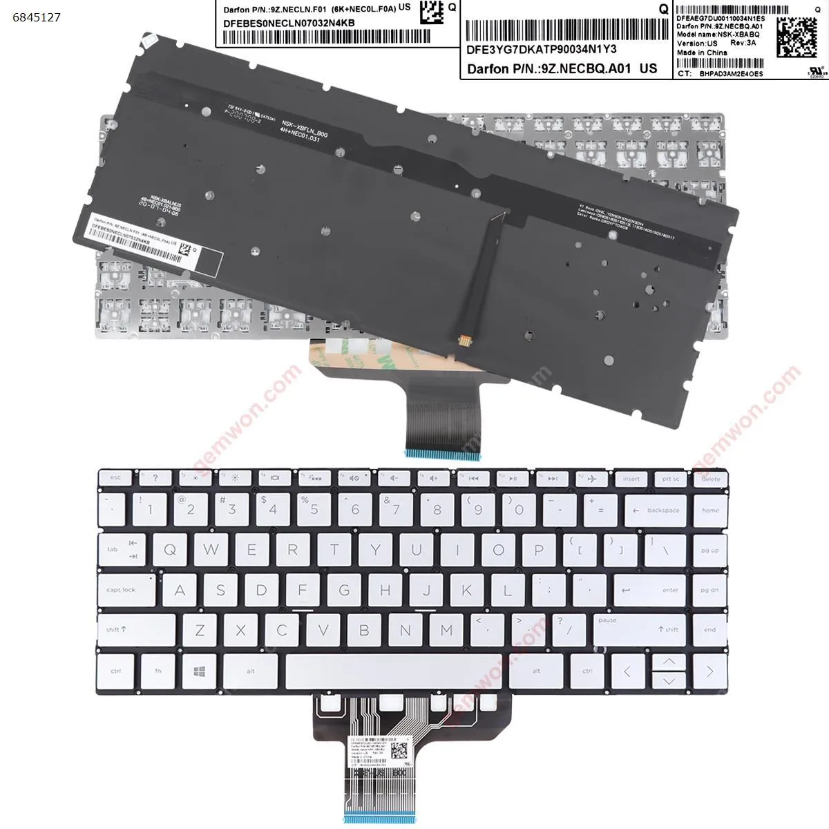 Picture of Laptop US keyboard for HP Envy 13-AQ 13-AG 13-AR 13-AP SILVER（(Backlit ,  Win8 )