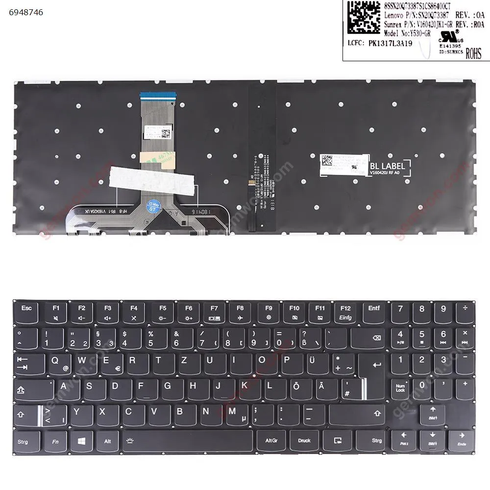Picture of LENOVO legion y530  y530-15ich y540-15irh y540-17irh y545-pg0 BLACK （ Without FRAME, Backlit Win8）