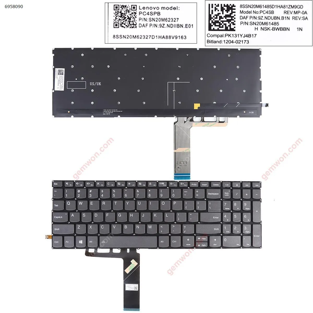 Picture of  Lenovo Yoga C740-15IML C740-15 S740-15IRH GRAY （Backlit Win8）