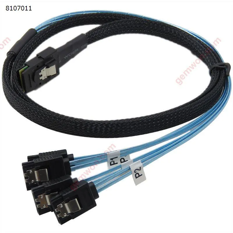 Picture of New 1m Mini SAS 36P SFF-8087 to 4 X SATA 7Pin HD Splitter Breakout Blue Cable
