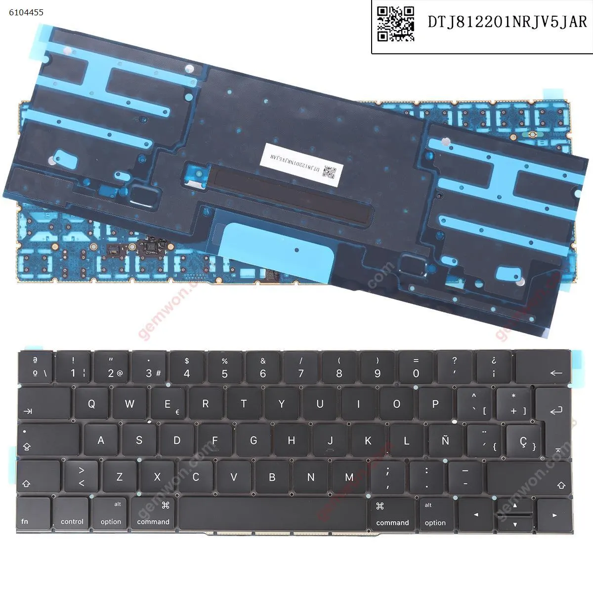 Picture of Laptop Spanish keyboard for Apple MacBook Pro 13.3" A1706 Black (With Backlit Board)