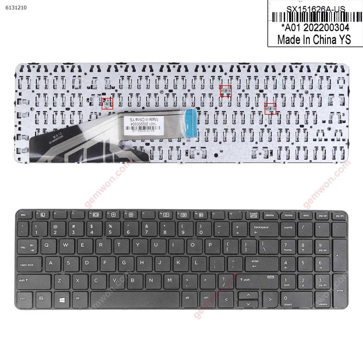 Picture of Laptop US keyboard for HP ProBook 450 G3 455 G3 470 G3 BLACK FRAME BLACK WIN8 OEM
