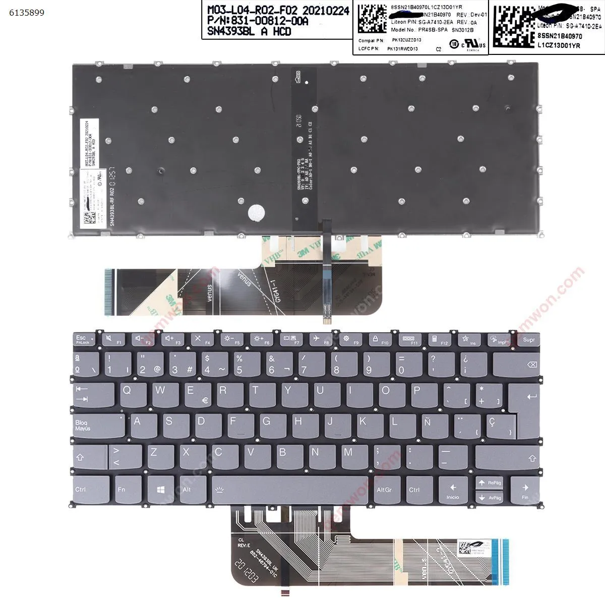 Picture of LENOVO Yoga slim 7-14are05 thinkbook 14 g2 are GRAY (Without FRAME,Backlit)