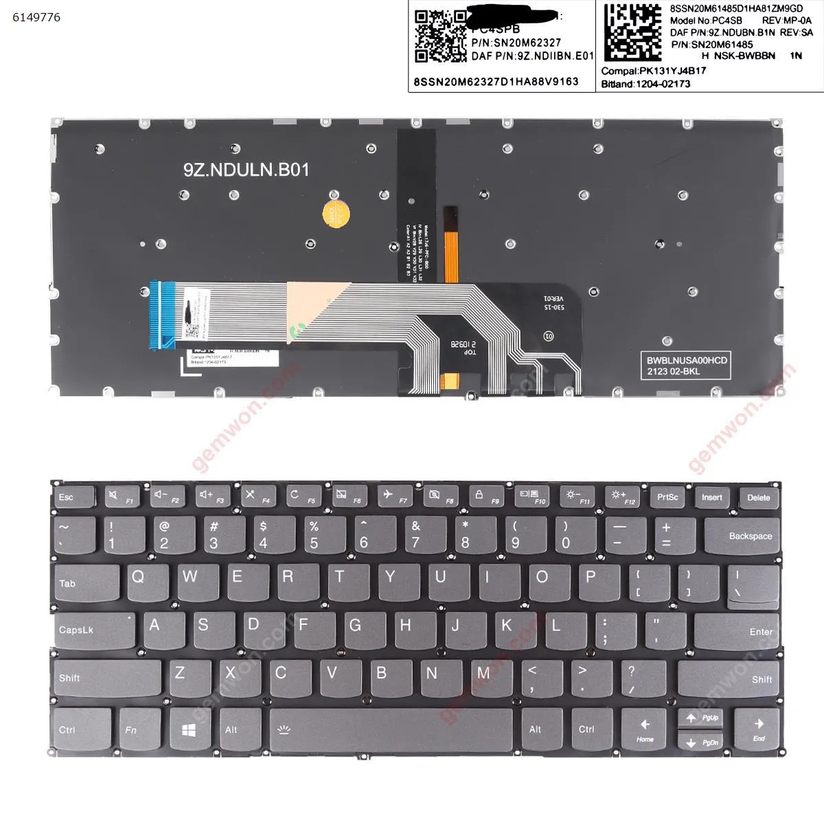 Picture of Lenovo Yoga 530-14ARR Yoga 530-14IKB  730-13ikb 730-13iwl 730-15ikb 730-15iwl  GRAY (Backlit,Without FRAME,WIN8)