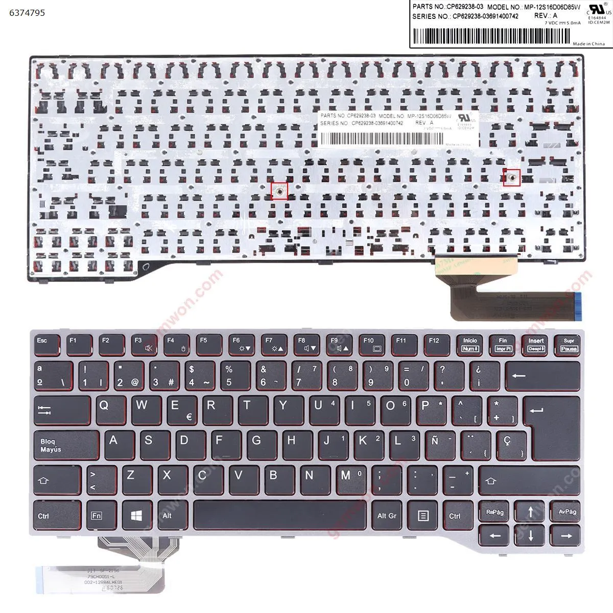 Picture of Fujitsu Lifebook E743 E744 E733 E734 GRAY FRAME BLACK (Red side， Win8)