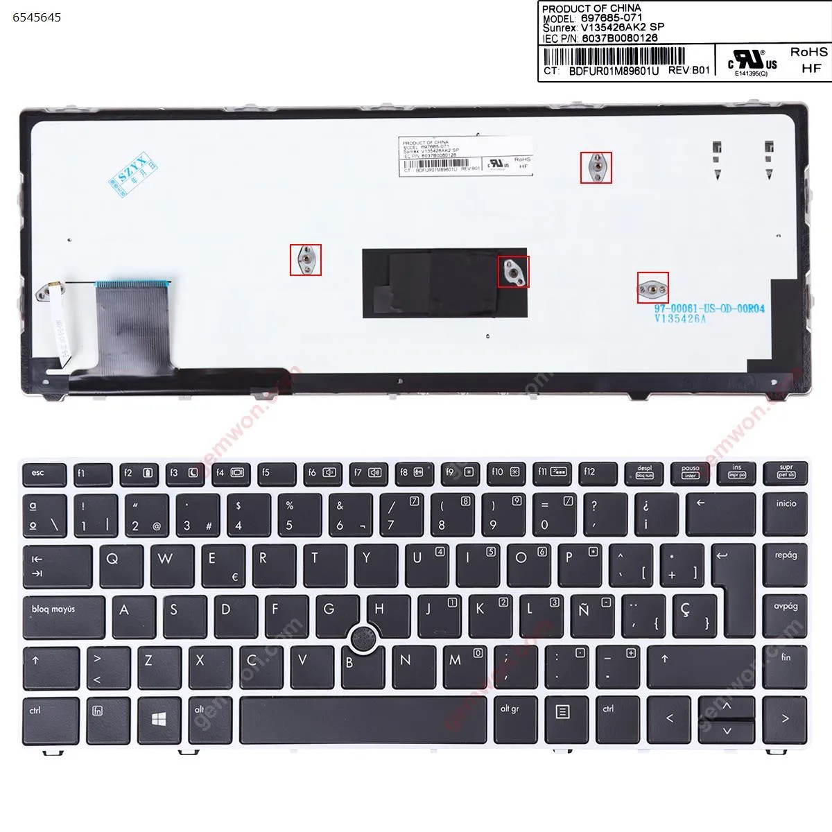 Picture of HP EliteBook Folio 9470m SILVER FRAME BLACK (Backlit ,With Point,Win8)