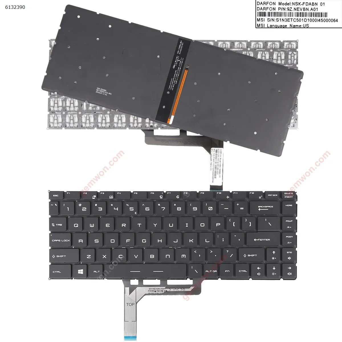 Picture of MSI GS65 GS65 Stealth GS65VR MS-16Q2 BLACK(Backlit,Without FRAME) WIN8