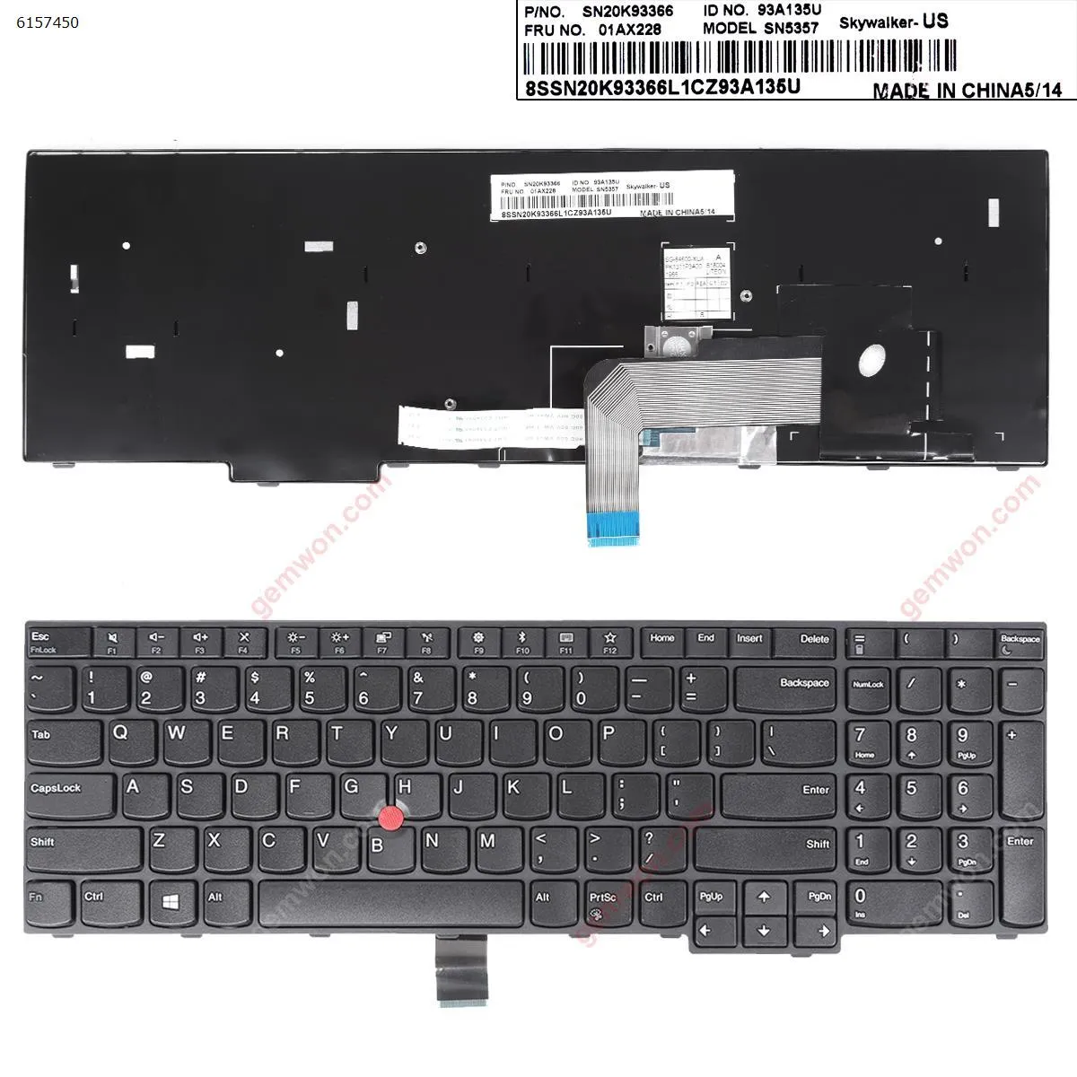 Picture of Thinkpad E570 E575 BLACK FRAME BLACK(With Point stick,Win8 )
