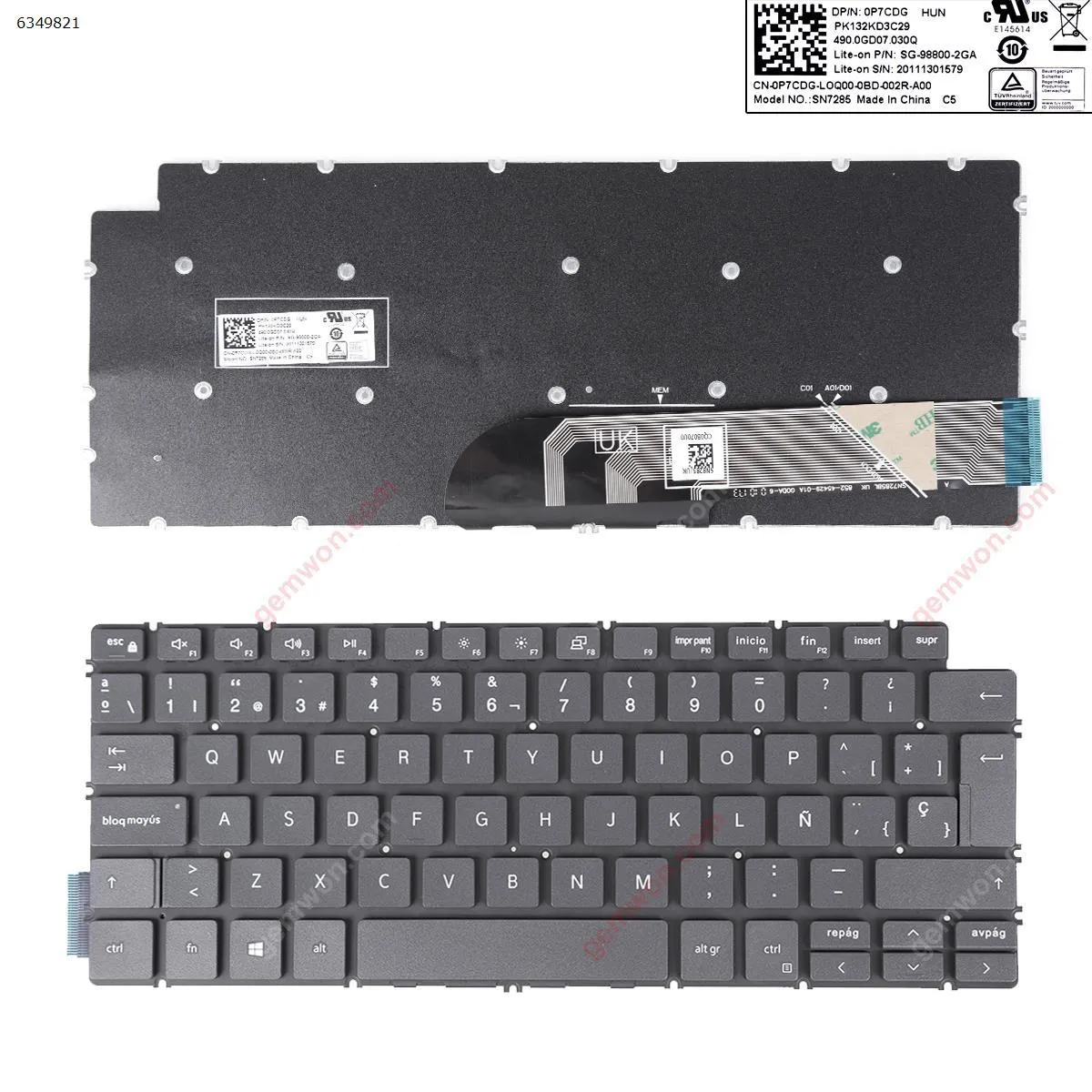 Picture of Dell Inspiron 13 5390 5391 7391 14 5493 5498 7490 7491 GRAY ( Without FARME)