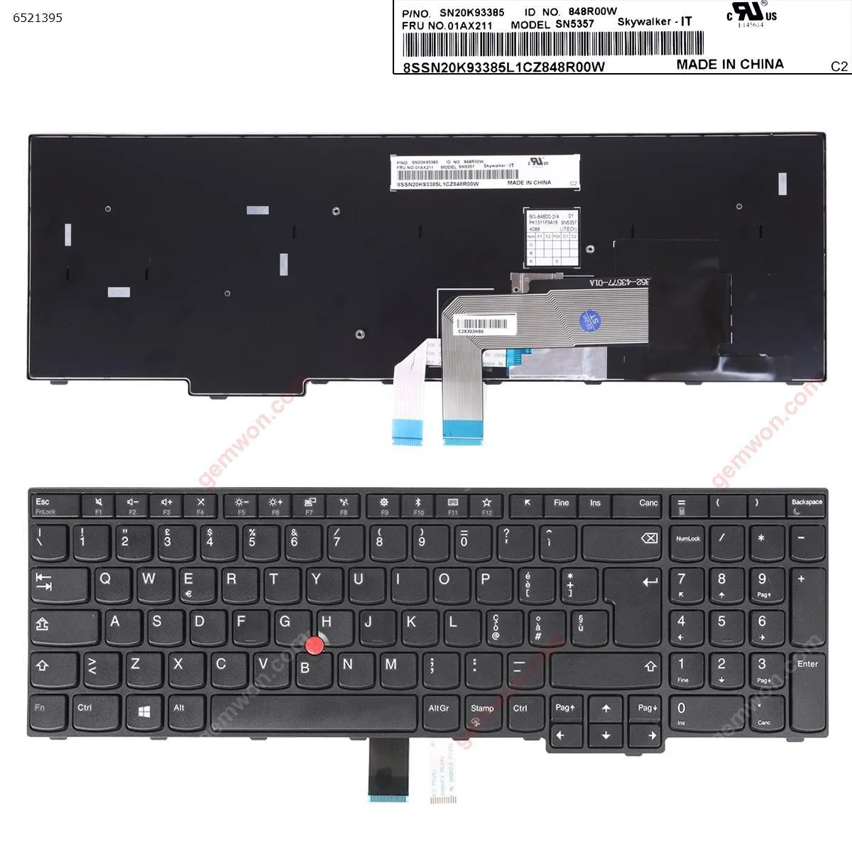 Picture of Lenovo ThinkPad E570 E575 BLACK FRAME BLACK(With Point，Backlit）