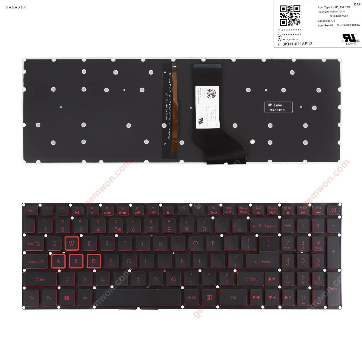 Picture of Acer Nitro 5 AN515-41 AN515-42 AN515-51 AN515-52  Black( Backlit,Red Printing,Win8)OEM