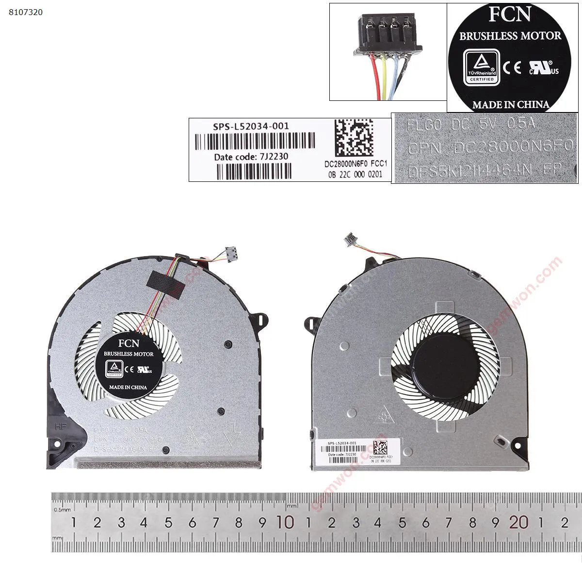 Picture of Laptop fan for HP 15-DU  DW 15s-du 250 G8 CPU fan ORG.