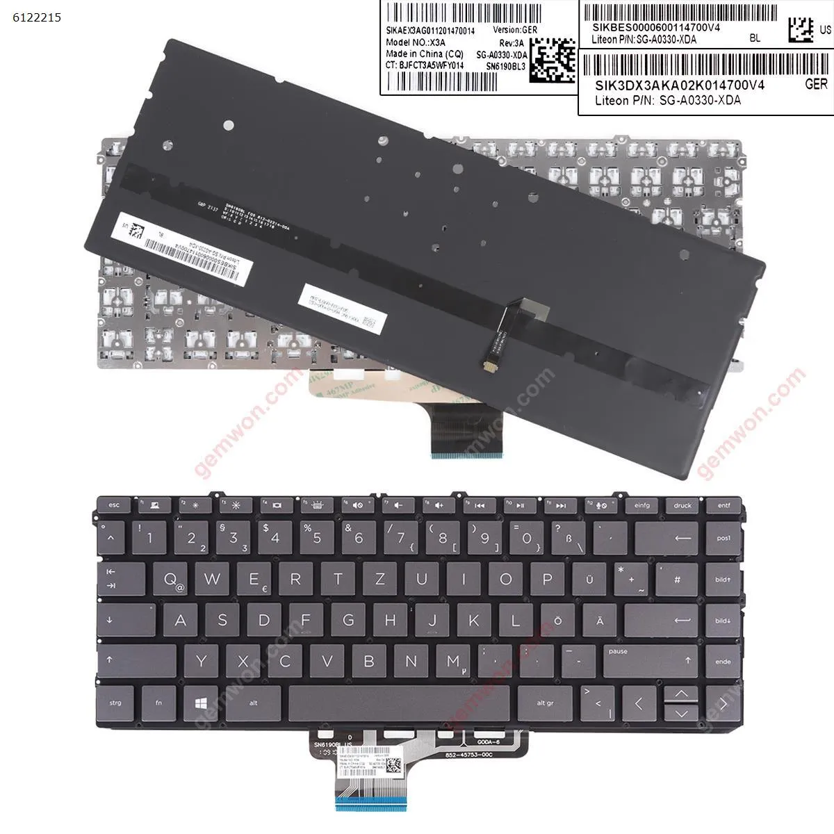 Picture of HP 13-aw0150tu 13-aw0160tu 13-aw0170tu GRAY （Backlit,Without FRAME）