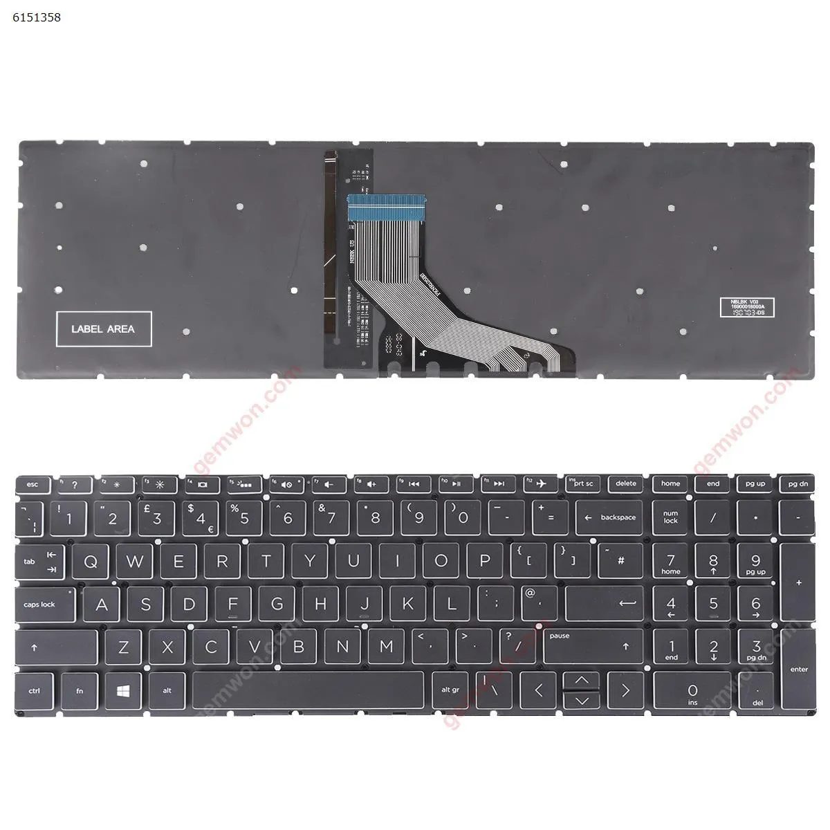 Picture of HP Pavilion 15-DA 250 255 G7 Gen7 BLACK (With Backlit Board ，Small Enter ,Transparent Side WIN8)