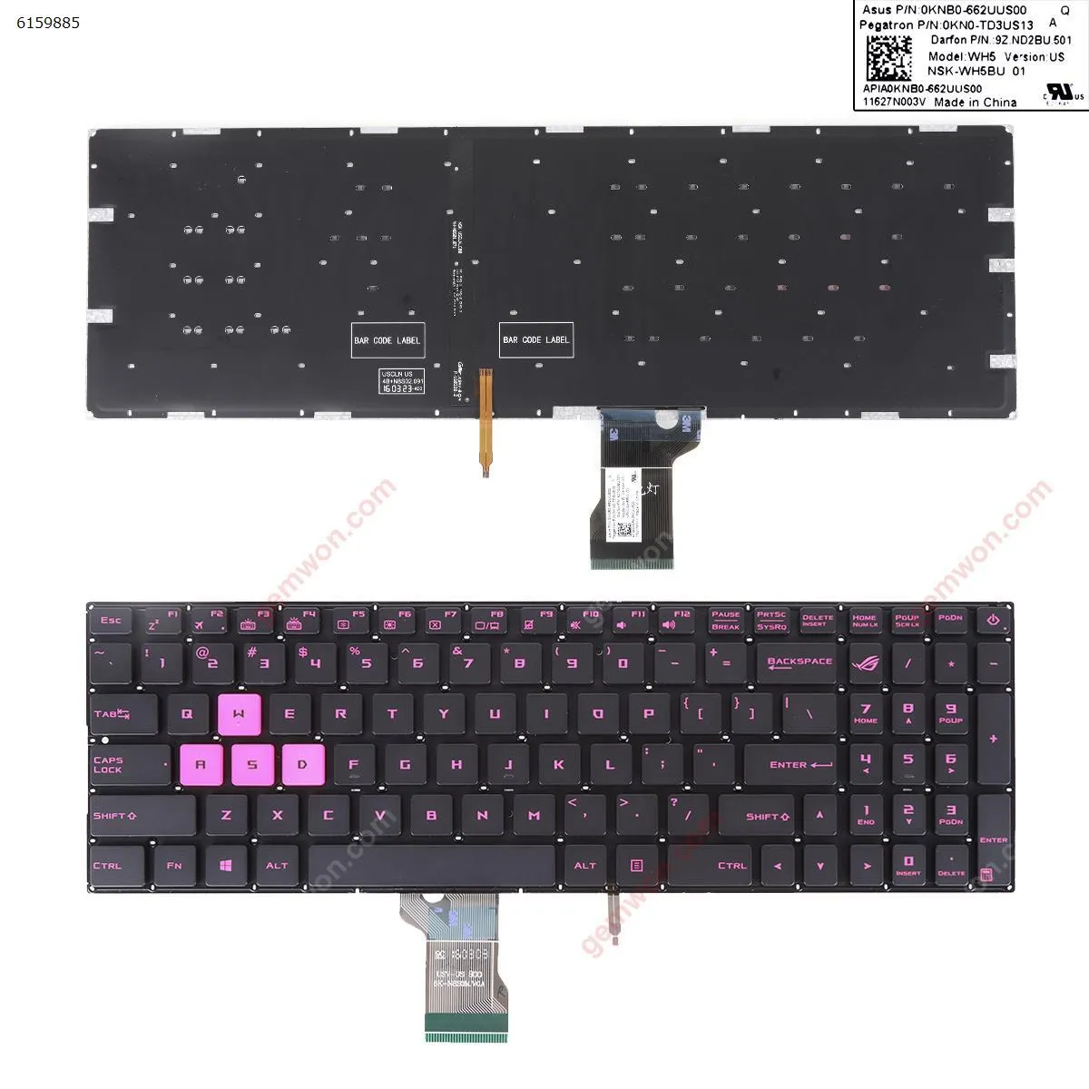 Picture of Asus GL502VM GL502VS GL502VT GL502VY GL702VS GL702V BLACK(Red Backlit,pink Printing) WIN8 