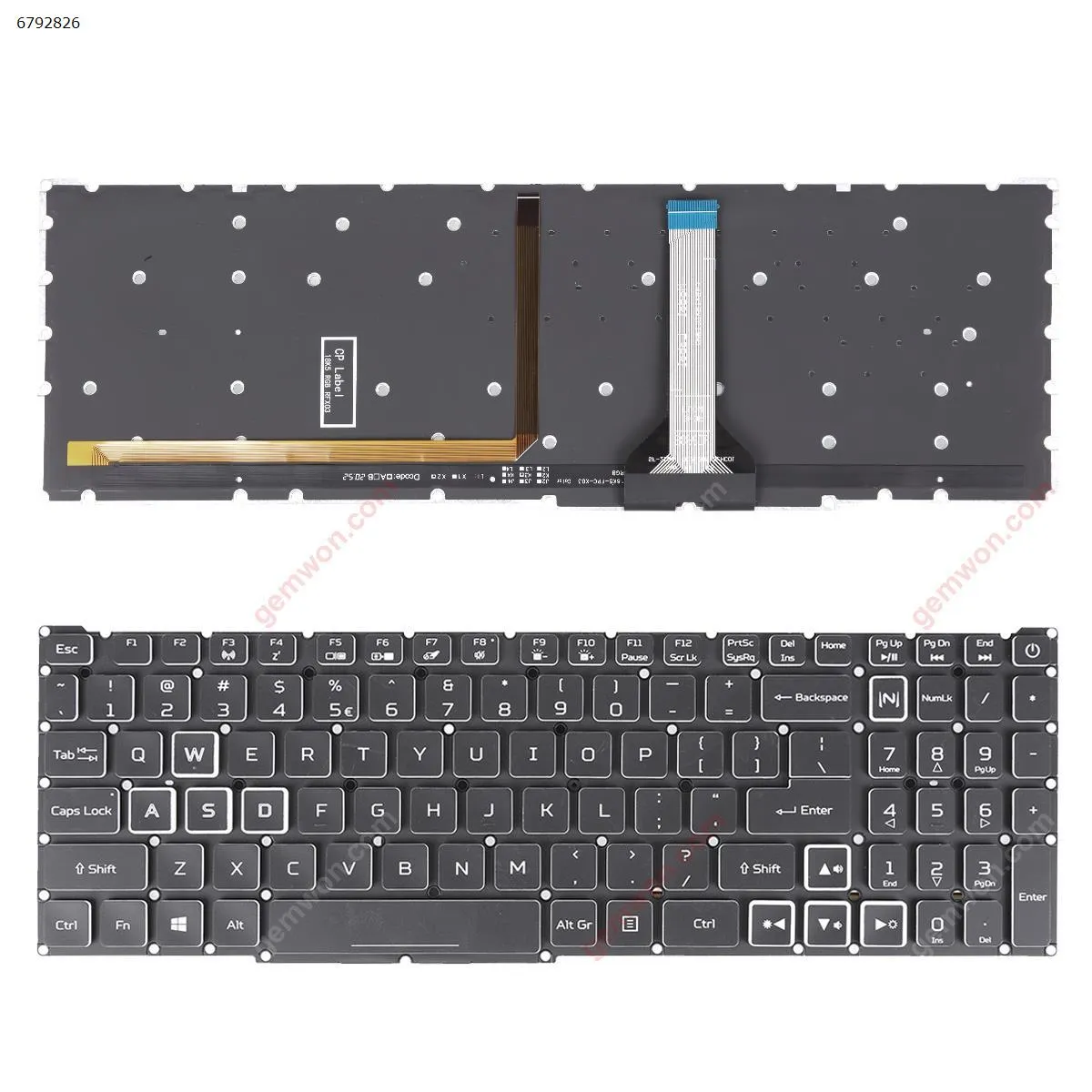 Picture of Acer Aspire Nitro AN515-57 AN515-45 BLACK Without FRAME,Full Colorful Backlit,WHITE side(OEM）