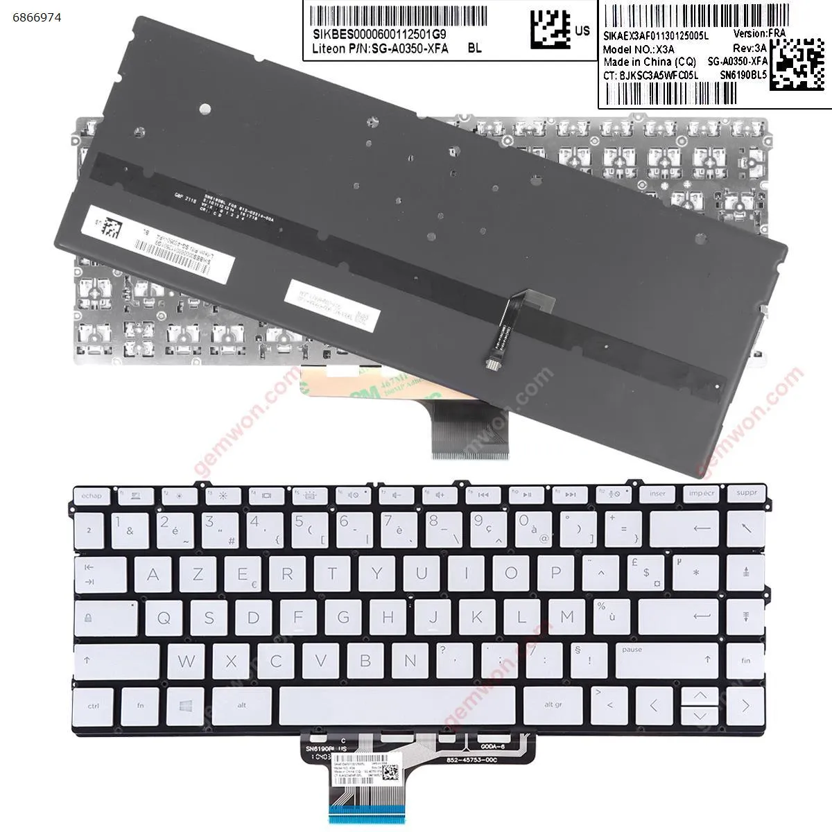 Picture of HP 13-aw0150tu 13-aw0160tu 13-aw0170tu SILVER （Backlit,Without FRAME）