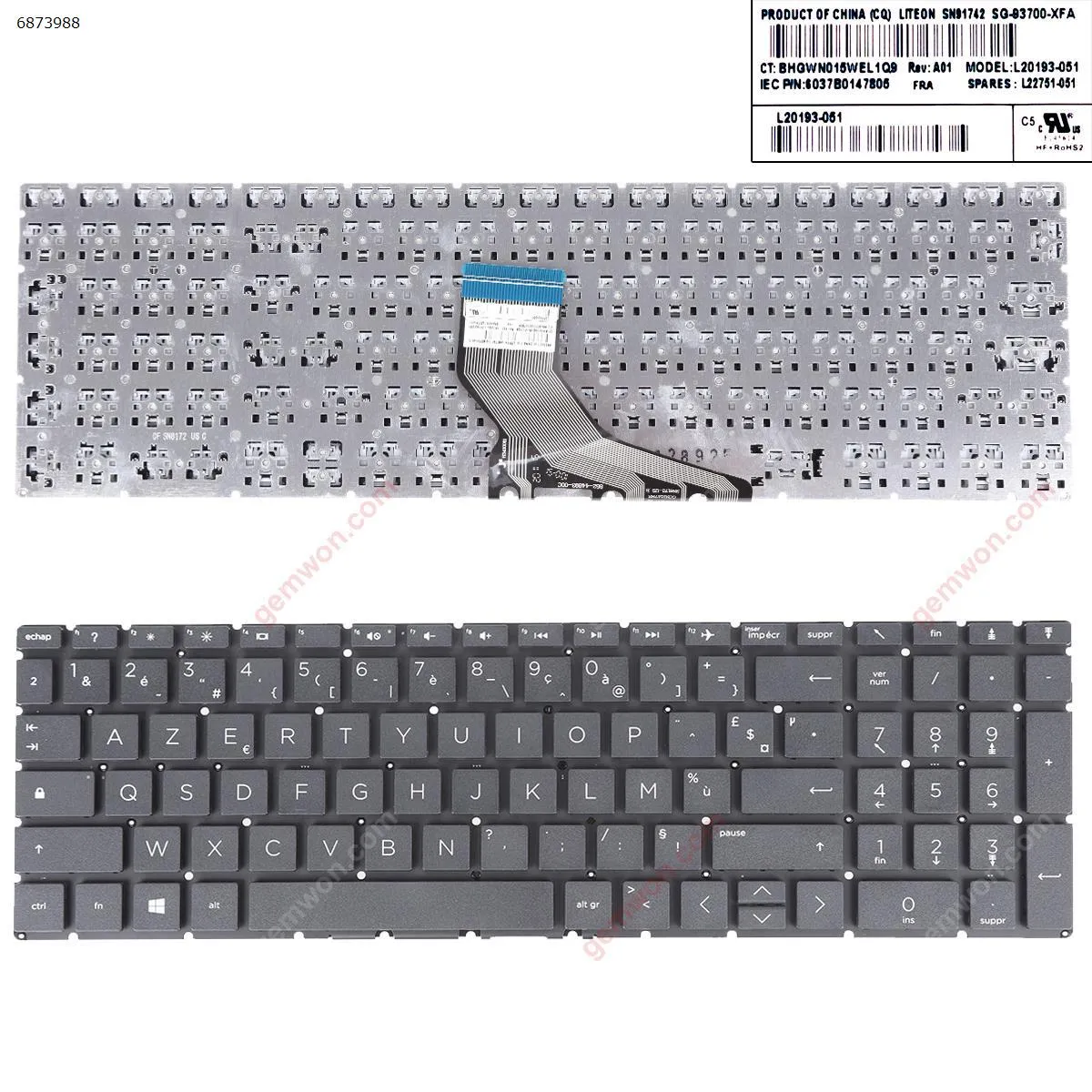 Picture of HP Pavilion 15-DA 250 255 G7 Gen7 BLACK (without backlit ，Small Enter WIN8) 