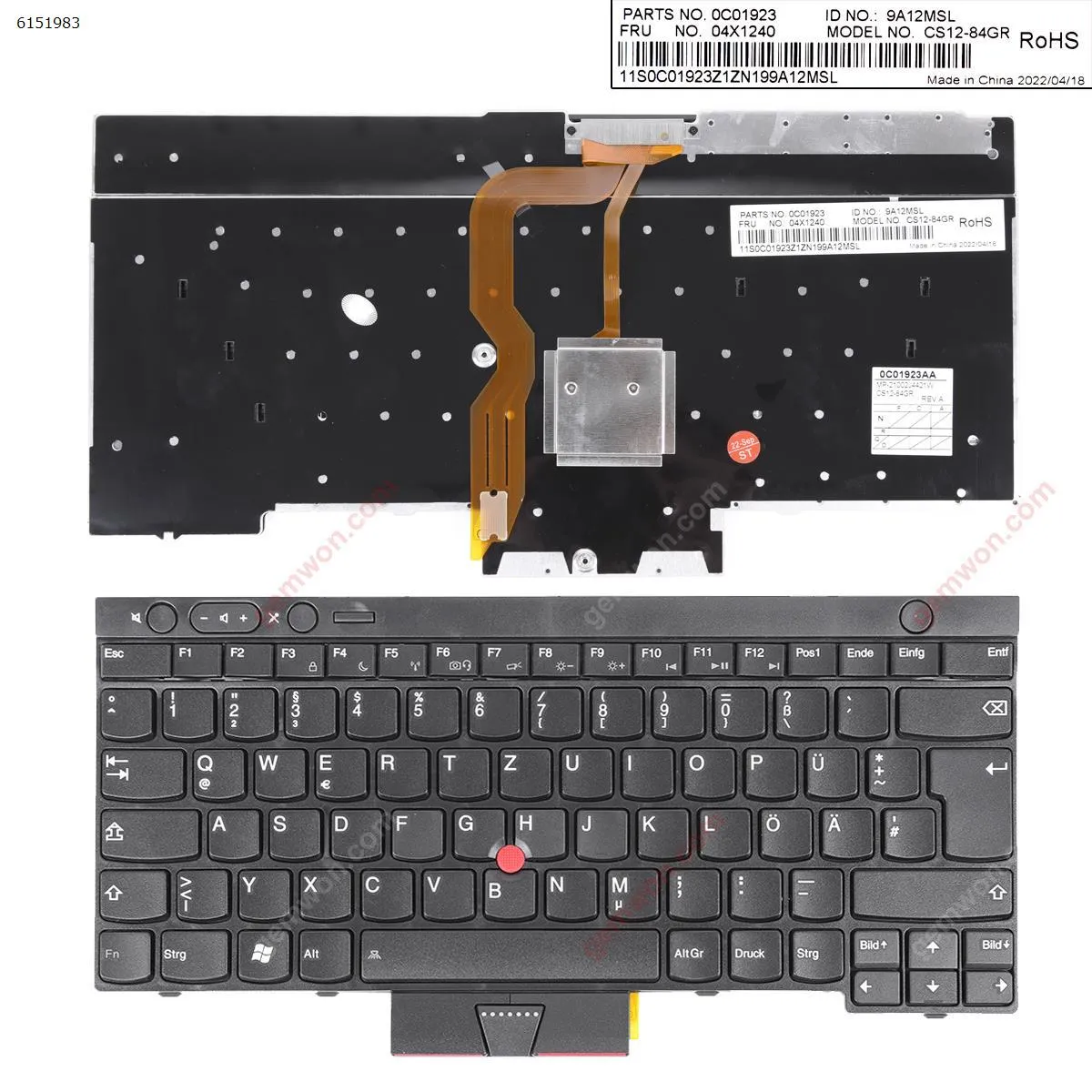 Picture of ThinkPad T430 T530 X230 BLACK (With Point stick For Win8)