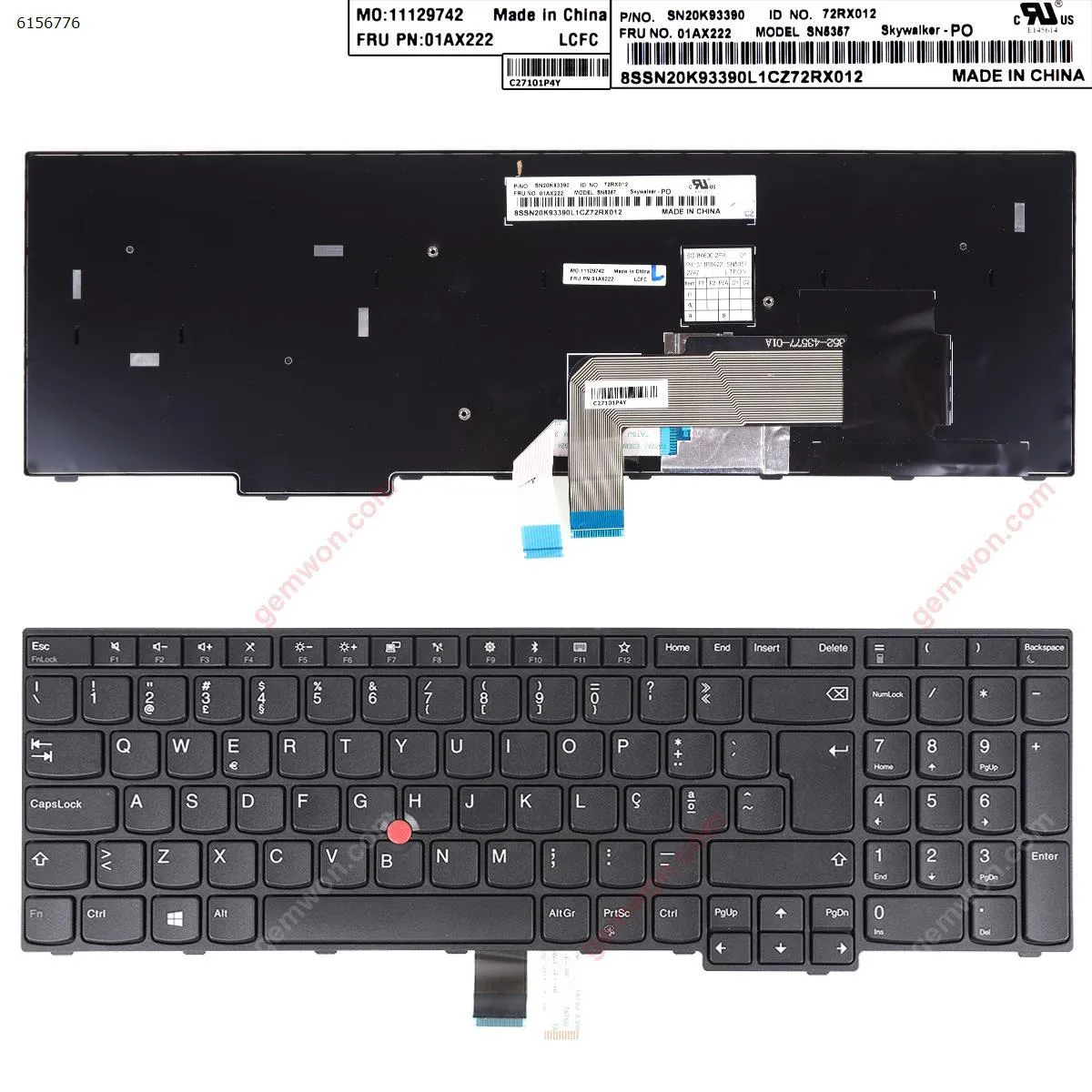 Picture of IBM Thinkpad E570 E575 BLACK FRAME BLACK(With Point stick,Win8 )OEM